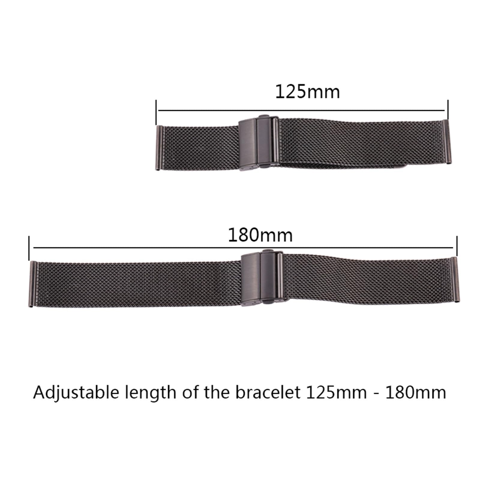Generico Bracciale con Cinturino in Maglia milanese Loop 16mm 18mm 20mm 22mm 24mm Argento Nero Smart Watch Band 4 5 PRO Strap