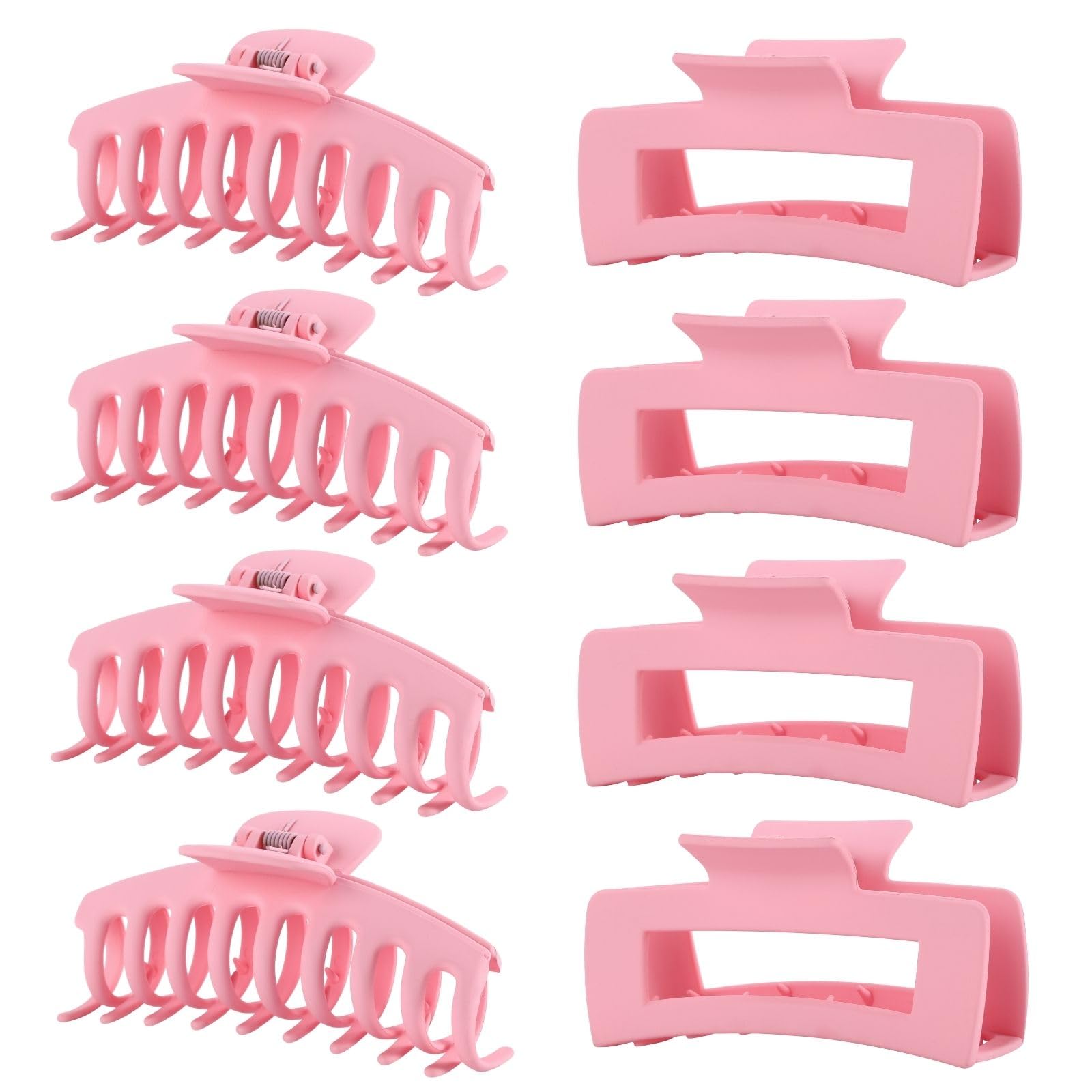 Pink Hair Clips for Women -8 Pack 4.3 Inch Large Hair Claw Clips for Women Thin Thick Curly Hair, Big Banana Clips,Strong Hold jaw clips