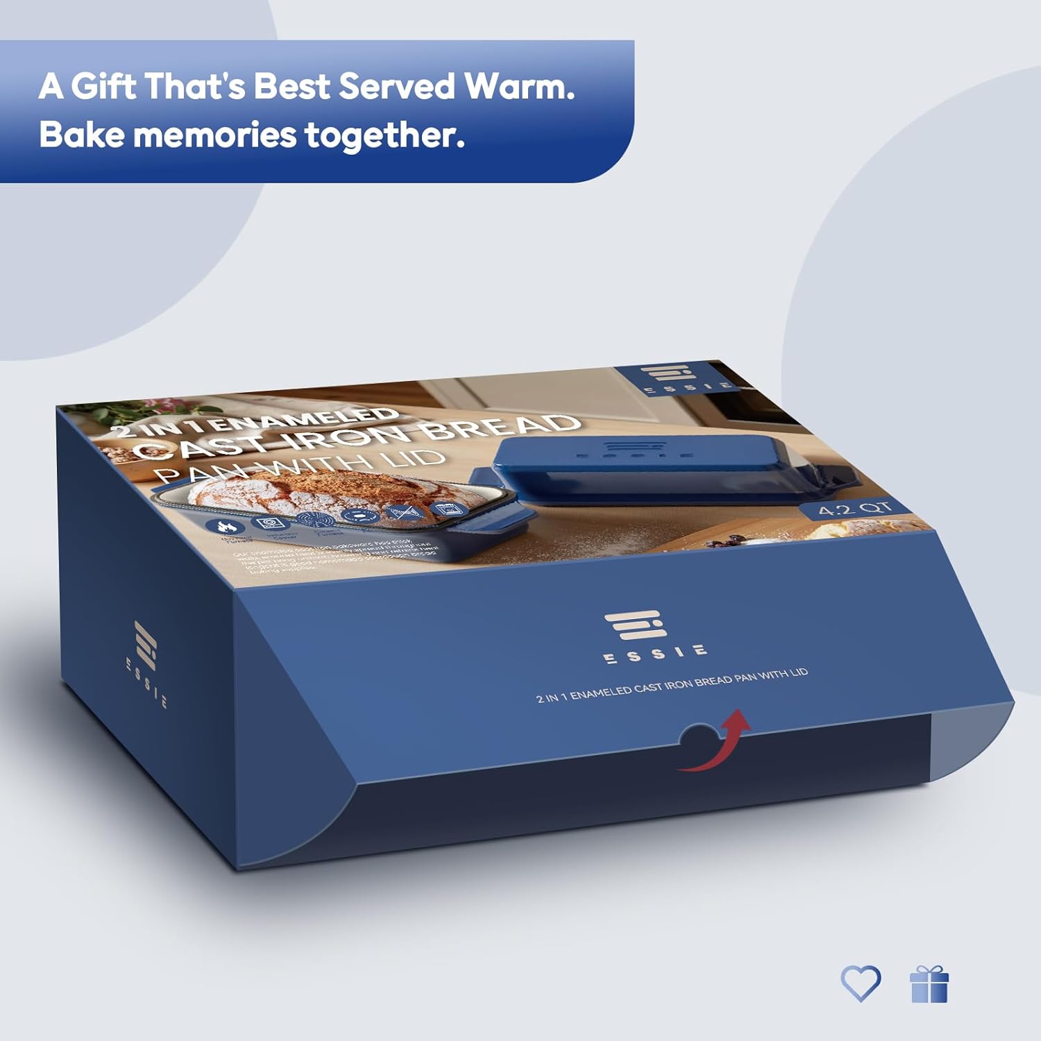 Enameled Cast Iron Dutch Oven for Bread Baking, 9×5 Dutch Oven Pot with Lid, 2 in 1 Sourdough Bread Pans for Baking with Lid, Roasting & Braising, Easy Release, Oven & Induction Safe (4.2 QT,Blue)