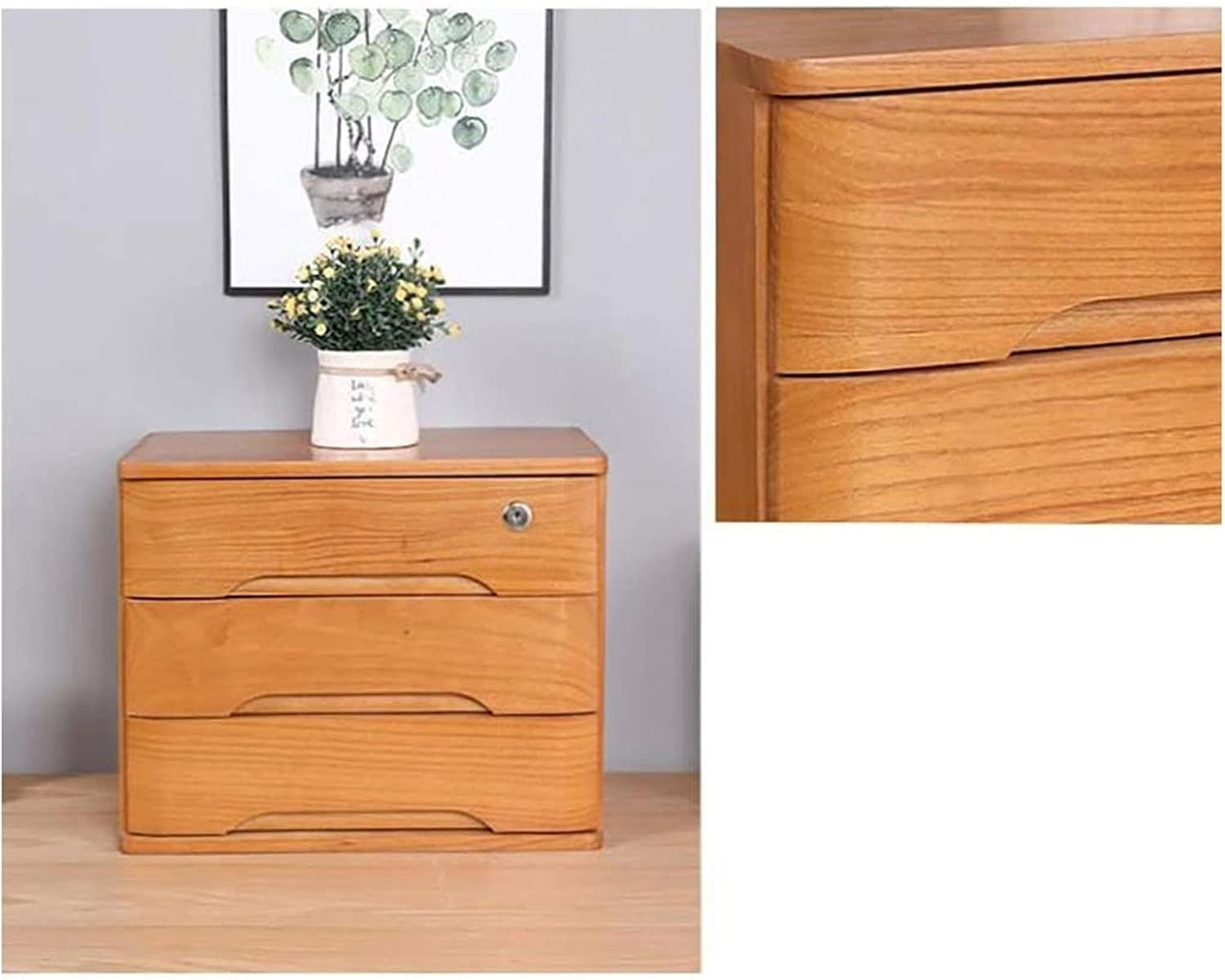 3-Layer Lockable File Cabinet, Office Desktop Storage Box, Lockable Drawer Shelf Data Rack, Can Store A4 Paper, Magazines, and Documents (40×28×31cm)