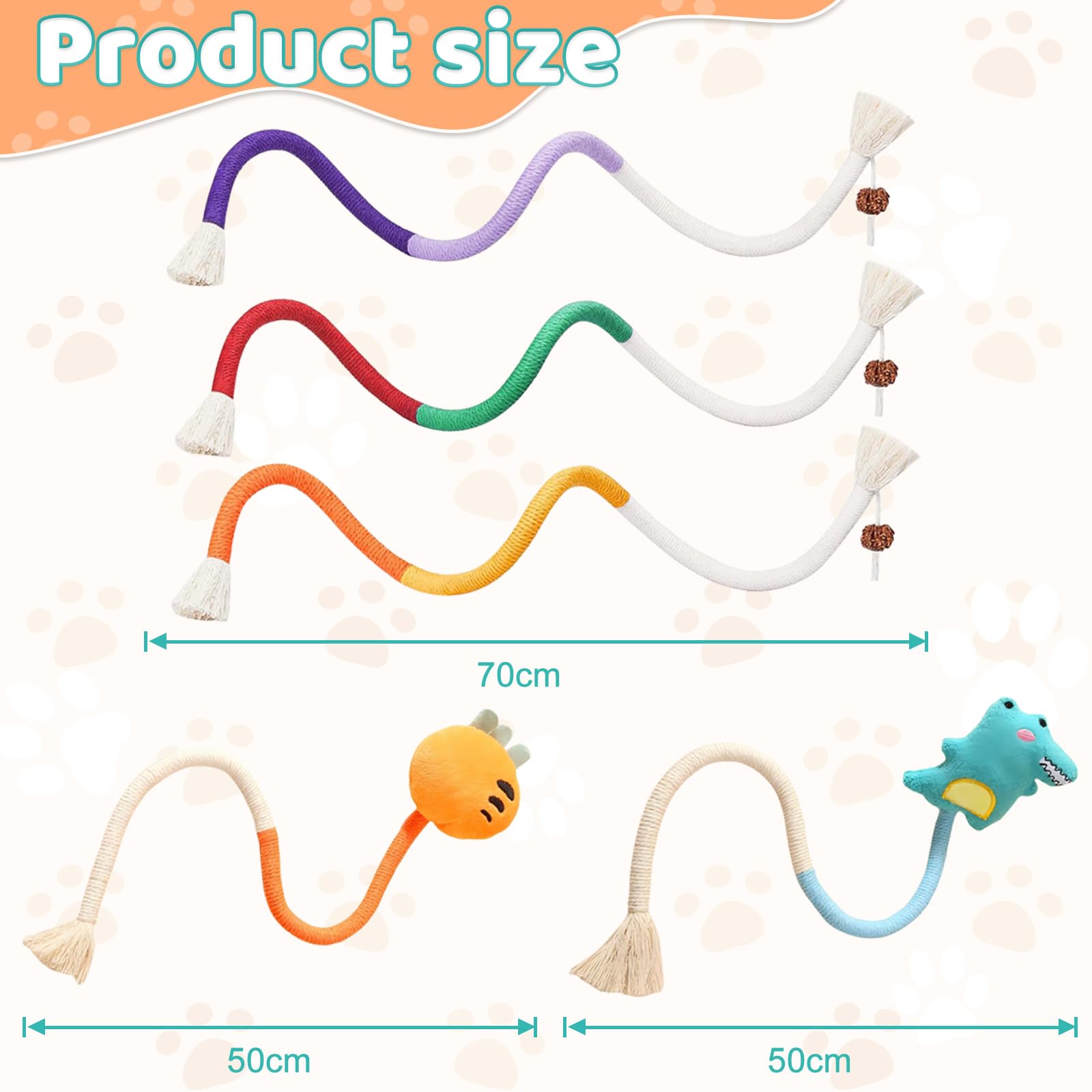 BDSHUNBF 5 Pack Catnip Toys for Indoor Cats 70cm Interactive Cat Rope Toys - Image 2