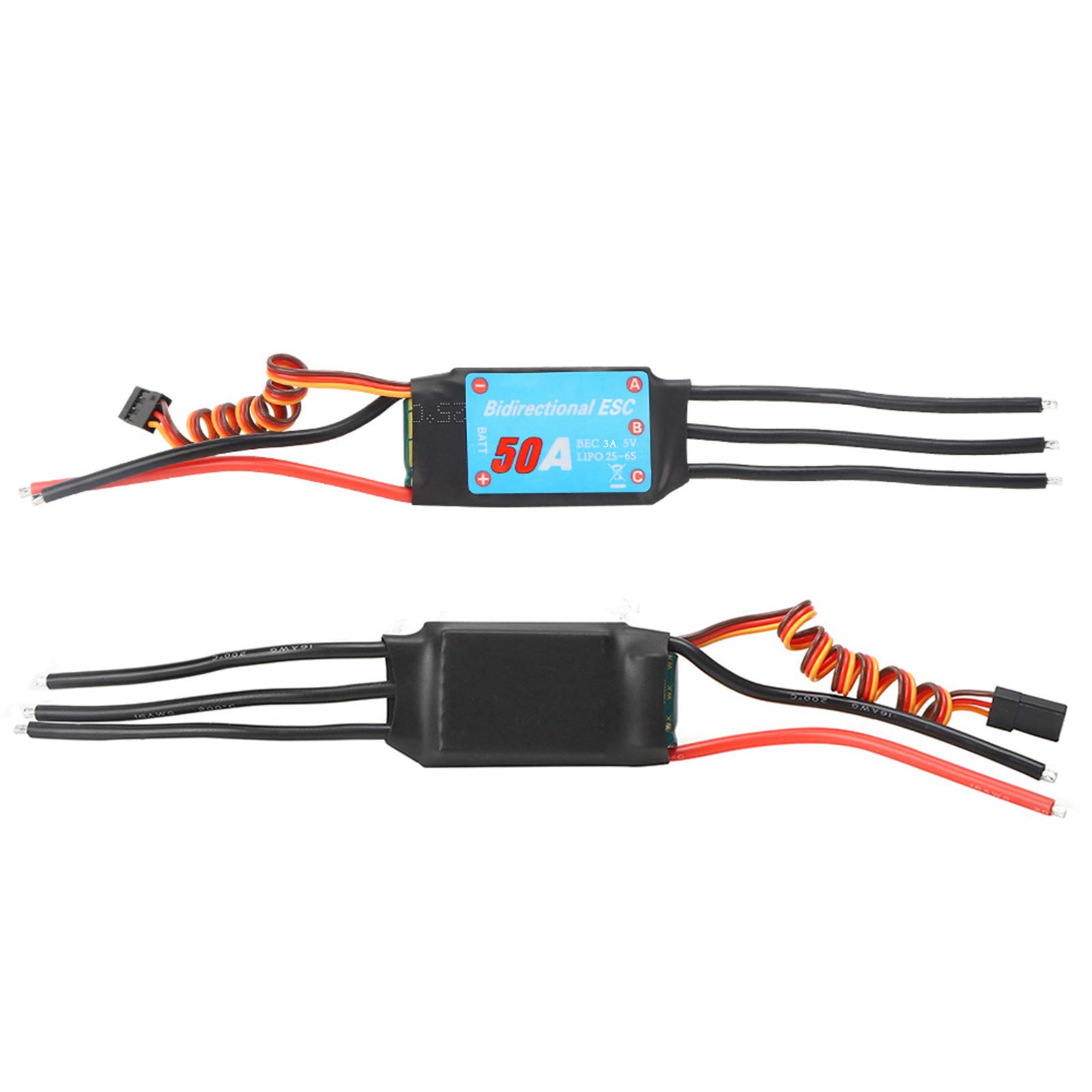 Alomejor 30A RC Brushless Motor 20A 30A 40A 50A 60A Electric Speed Controller ESC 3A UBEC with XT60 3.5mm Plugs (50A)