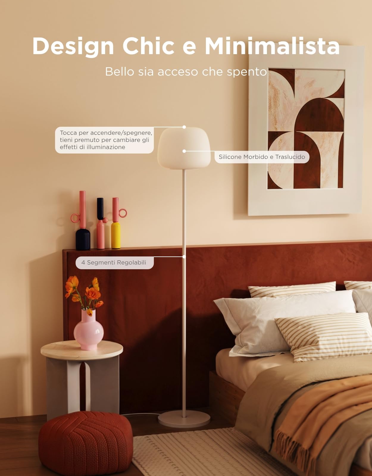 Govee Lantern Lámpara de Pie LED, RGBICWW Lámpara con Iluminación Halo | 100 Escenas, Regulable 1000K-10000K y 1400lm, Matter y Alexa Compatible, 160cm Luce para Salón y Dormitorio, Blanca
