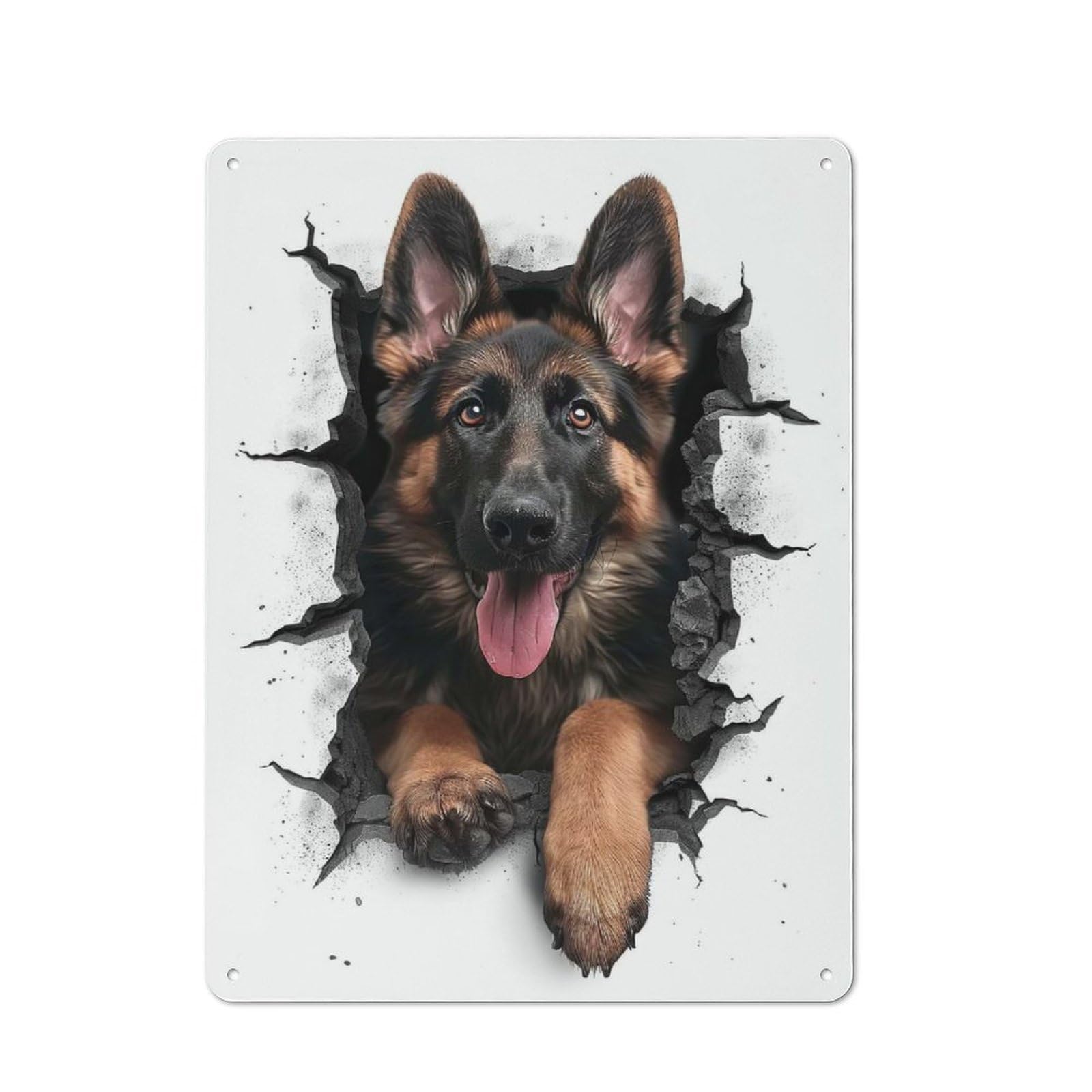 Workshop Style Garage Metal Sign 40x30cm Featuring German Shepherd Dog, Industrial Wall Art for Workshop, Basement, Shed Or Games Room