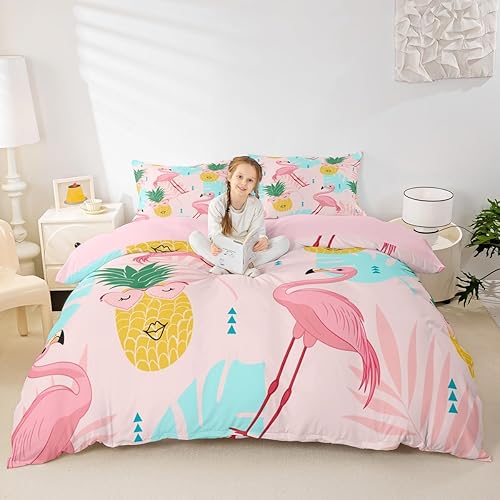 Miniatura 18 de Juego de ropa de cama de dibujos animados para niños, funda de edredón con estampado de vaca rosa, tamaño Queen, funda de edredón de piel de vaca