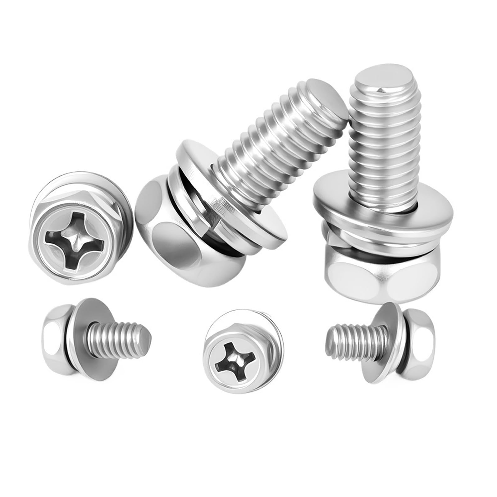 MUHUO Flanged hexagon bolt, Stainless Steel Cross Recessed External Hex Head Screw With Washer Screws M3 M4 M5 M6 M8 M10(M8x16(M4x25(20pcs))