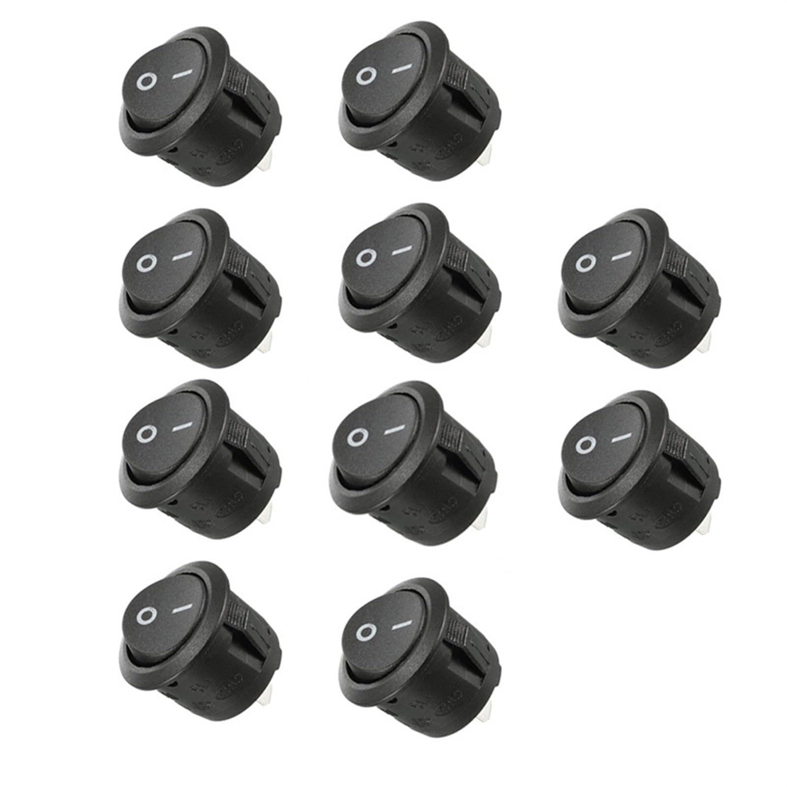 JFQOWCMP 10Pcs SPST Snap-in Switch ON Off 2 Pin Round Snap Rocker Boat Switch AC for Car Auto Boat Household Appliances