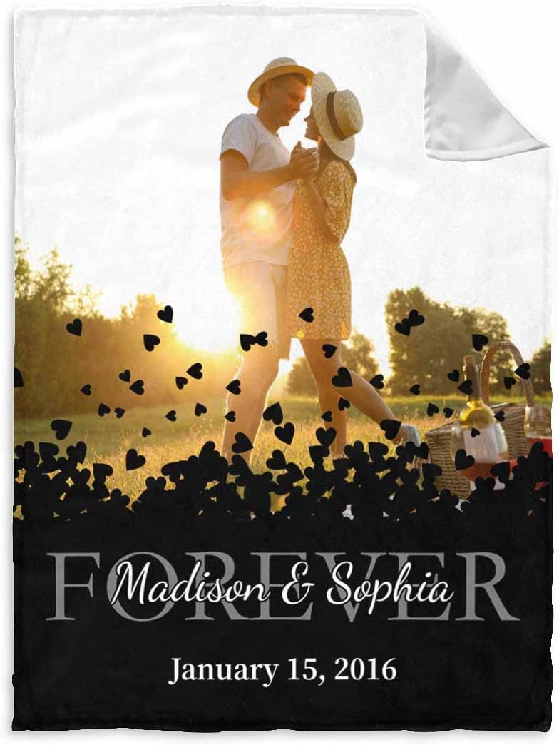 InterestPrint Personalized Using My Own Photos Throw Blanket Personalized Photo Throw Blanket Memorial Gift Blanket for Couples Lover Family Friends GF BF 40x50 Inch