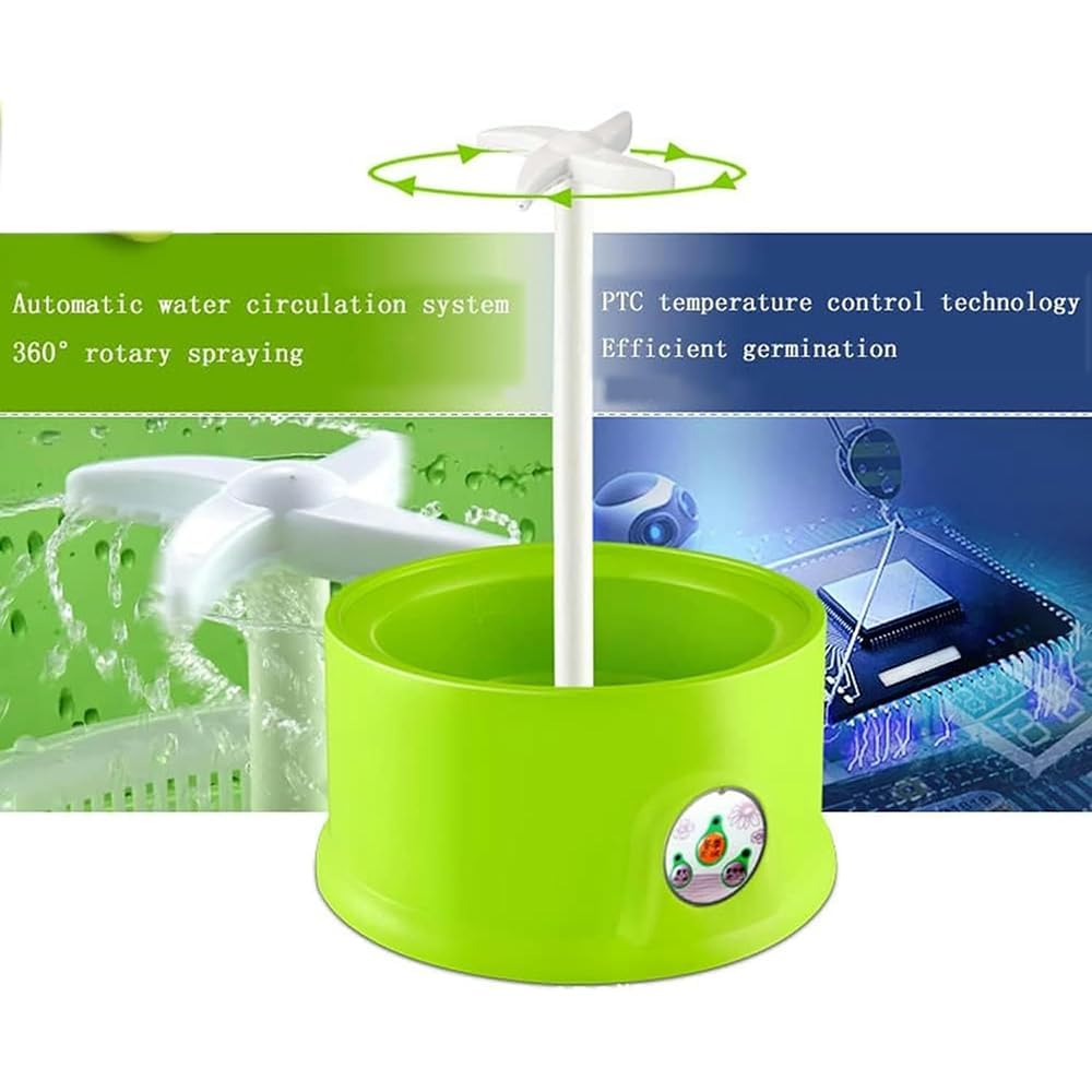 Máquina de brotes de frijol, sistema de cultivo de 2 capas con placa de presión, riego automático de 360°, modo de siembra de 4 estaciones para cultivar brotes de frijol fresco