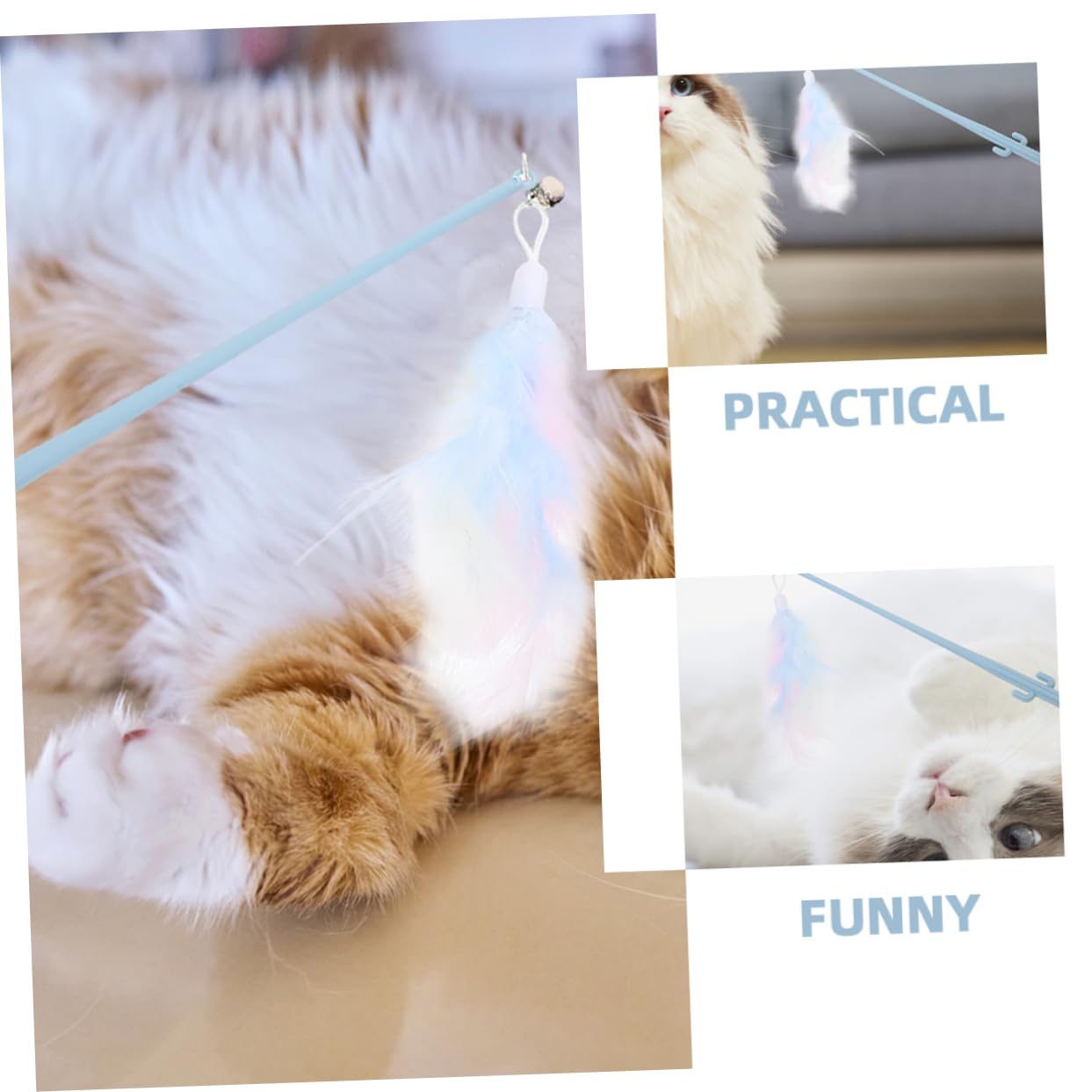 Kisangel 20pièces Canne à Interactive pour Chat avec Plumes Et Clochettes Jouet Feutre pour Exercice Et Combattre Ennui des Chats Intérieur