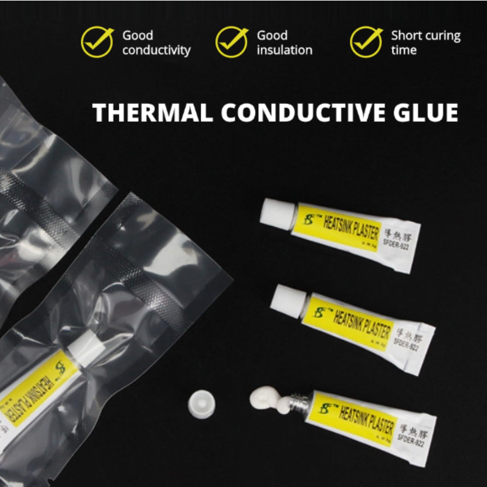 Aislamiento Eficaz, Fuerte Adherencia, Pegamento Conductor Térmico para MOSFET, LED, Disipador de Calor y Tarjeta Gráfica