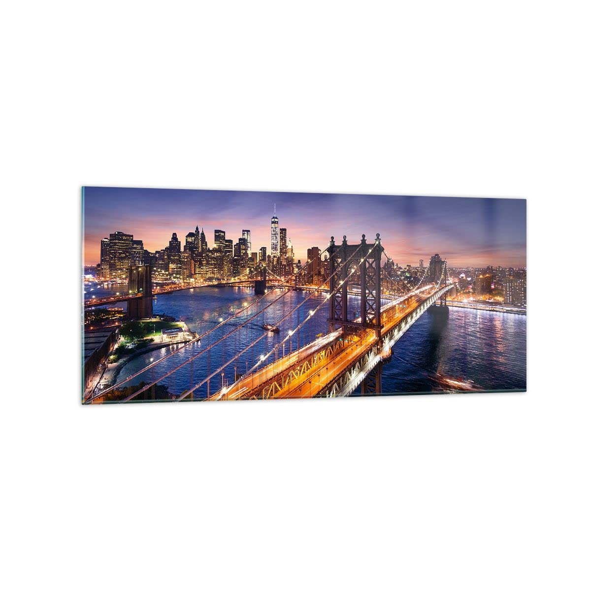 Deco Cadre Salon Usa america new york manhattan Moderne Impression sur Verre 120x50cm Image Tableau en Verre Decoration Murale Chambre Panoramique Art Grand Tableaux Decoratifs Muraux GAB120x50-2820