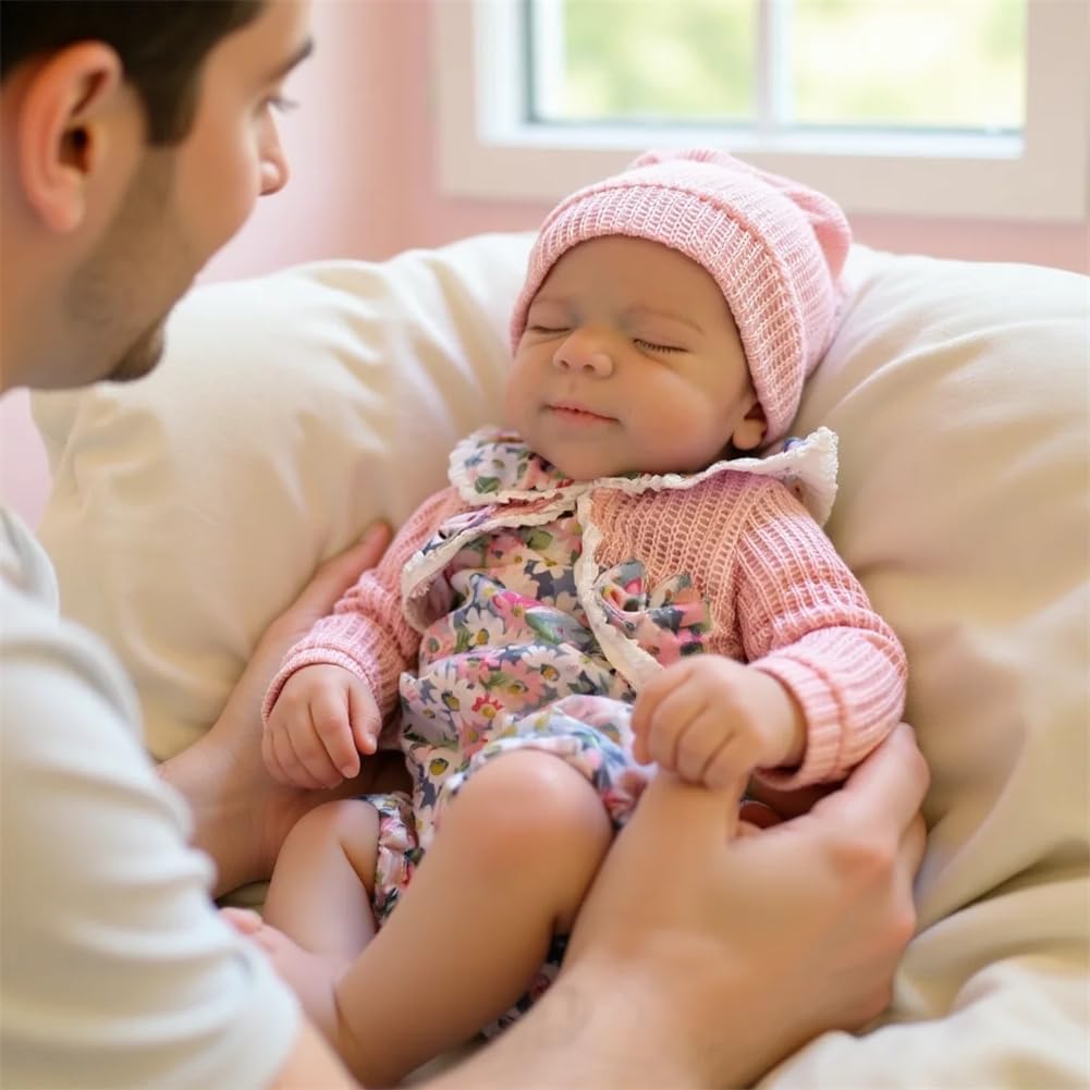 33cm Reborn Baby Dolls Full Body Soft Silicone Open Mouth Vivienne Newborn Lifelike Sleeping Baby Doll Vivienne for Children