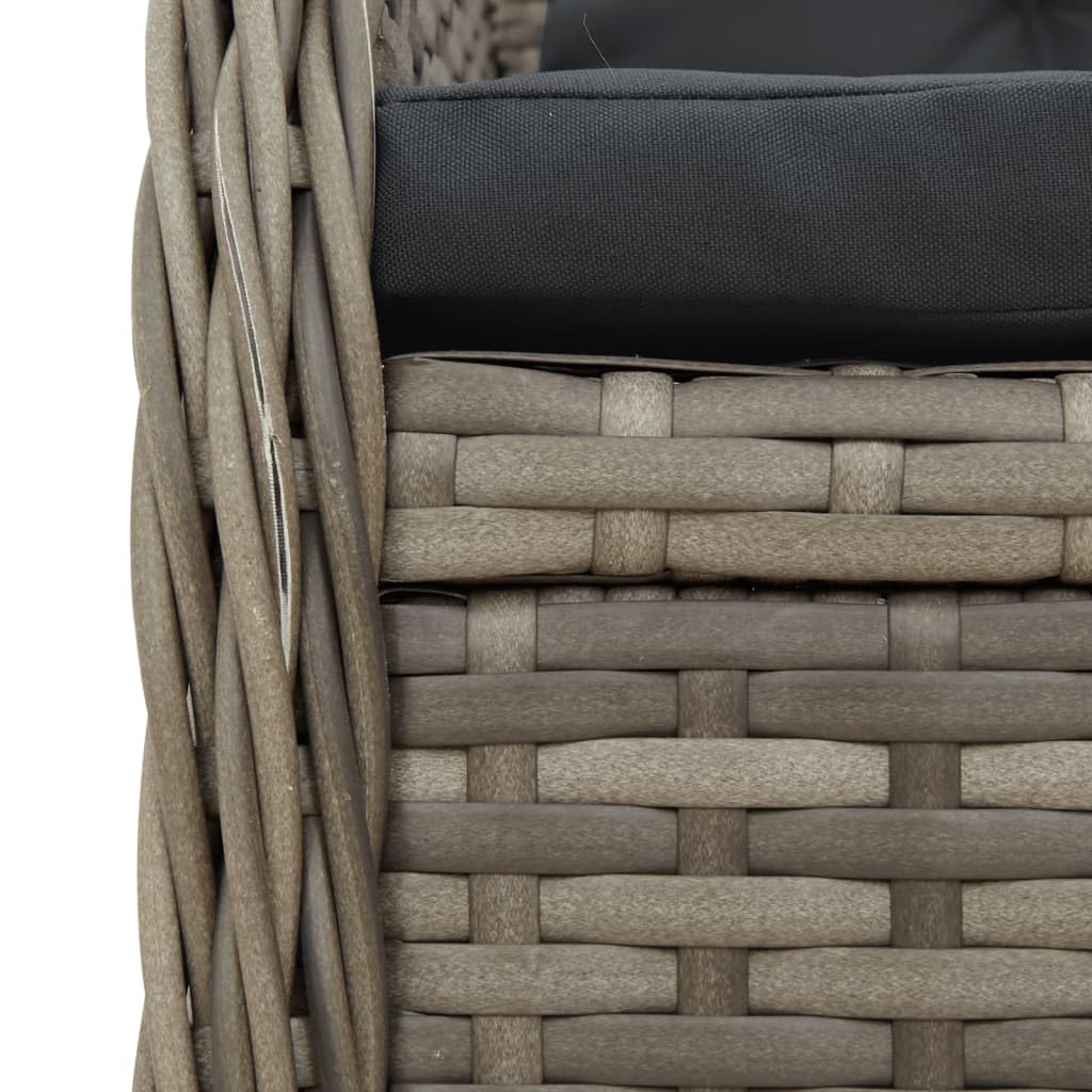 Gartenmöbel Set 6 Verstellbare Hochlehner Stühlen mit Tisch Rattan Essgruppe 6 Personen Garten Sitzgruppe mit Auflagen Terrassenmöbel Außen Sitzgarnitur Grau-14