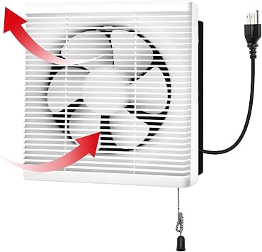 8 Inch Window Shutter Exhaust Fan both Intake & Exhaust,9.5 x 9.5 Inch Cutout,280CFM 35W Wall-Mounted Ventilation Fan for Bathroom Home Bedroom Attic