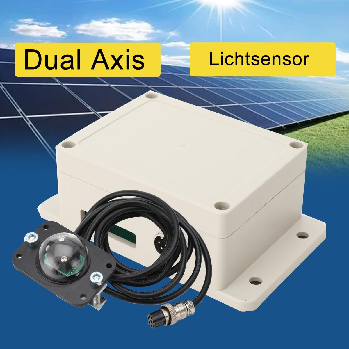 Solar-Tracker Dual Axis Solar Tracker Controller Sun Tracking System 12V-24V Sonnenverfolgungssystem mit Lichtsensor 2m Kable Automatischer Manueller Schalter Vertikal in Richtung Sonne, IP65