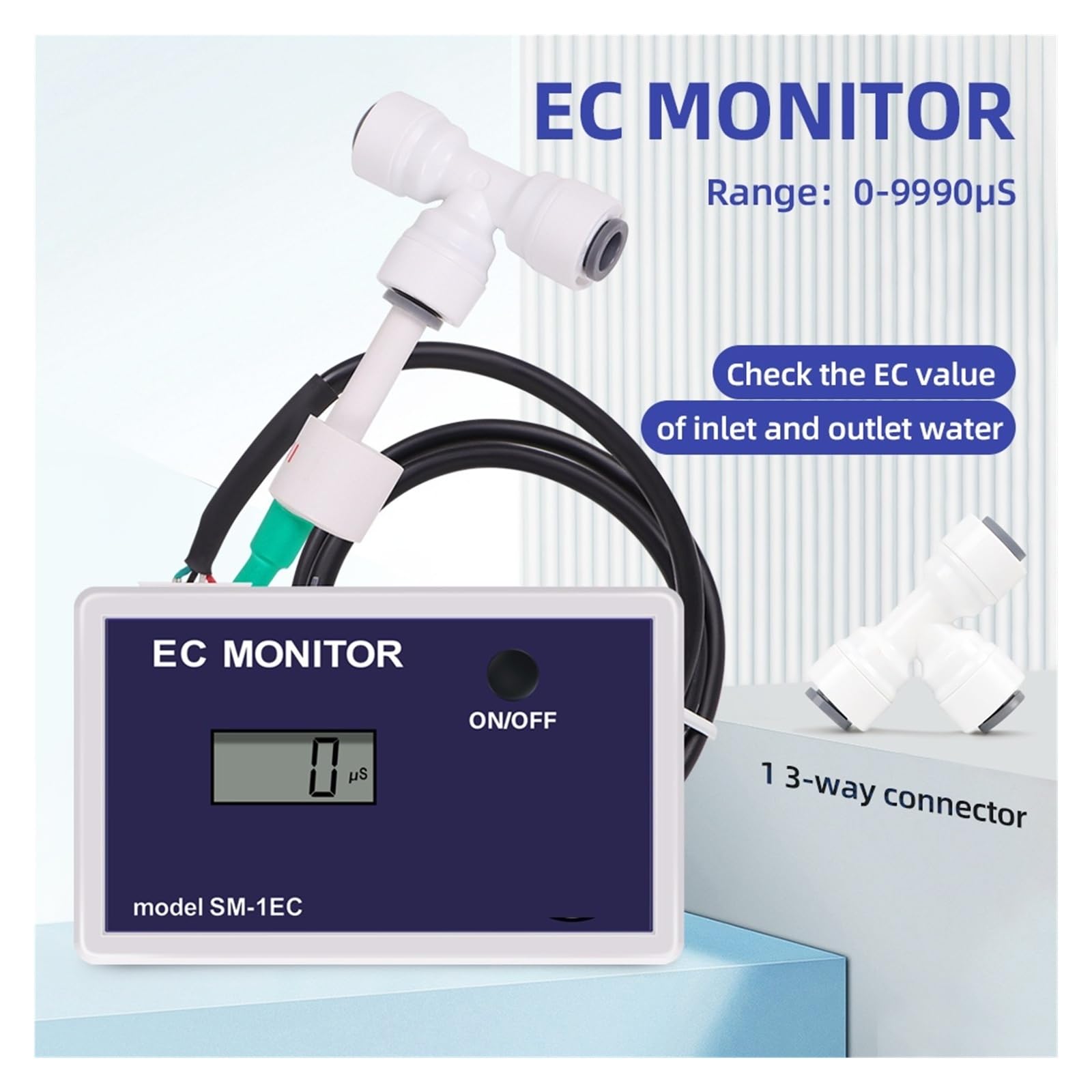 Misuratore di conducibilità elettrica Digitale, Monitor di conducibilità elettrica a Canale Singolo, Display LCD, Tester di qualità dell'Acqua 0-9990