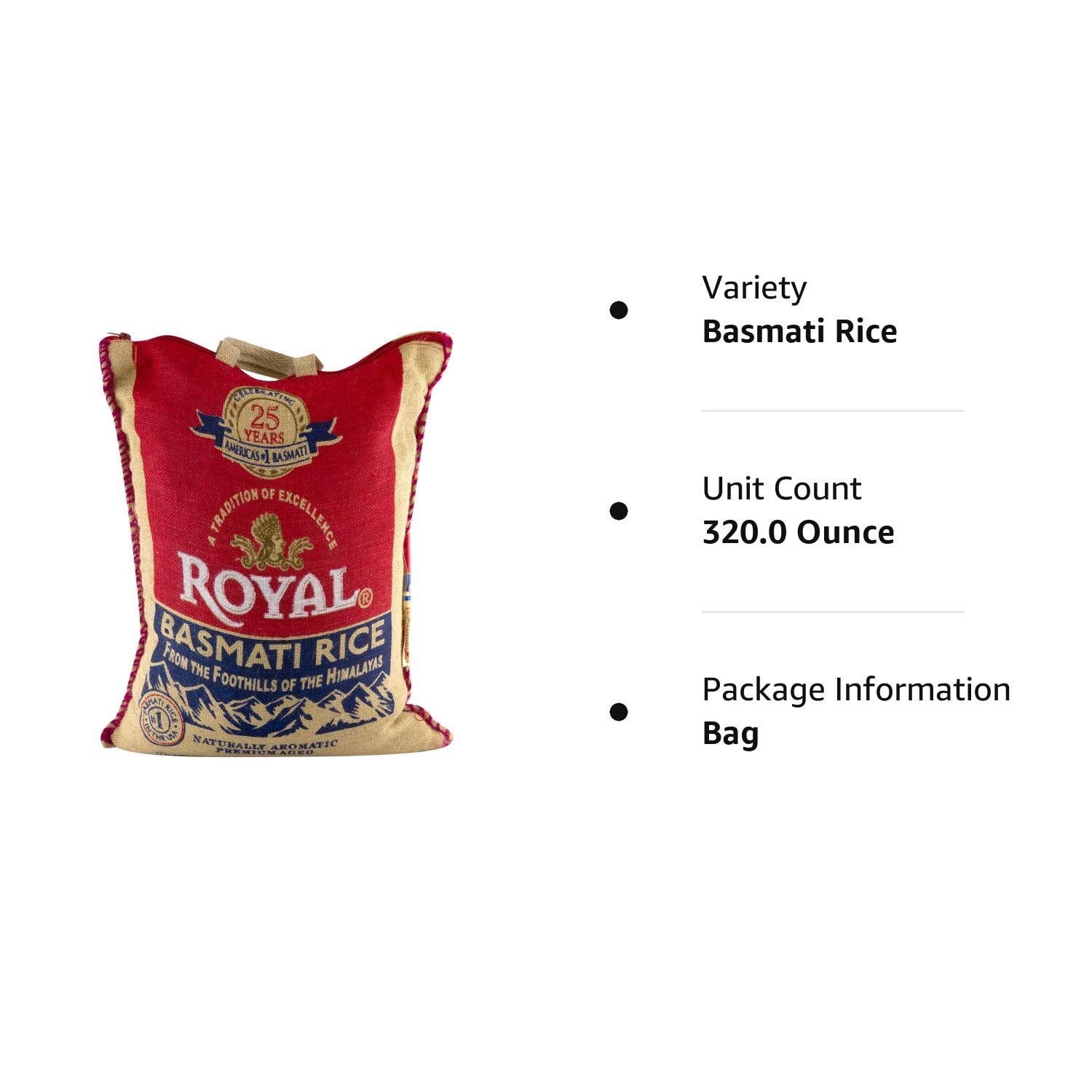 Royal White Basmati Rice, 20 Pound (2 Pack of 20 Lb)