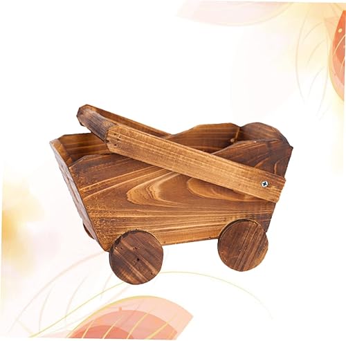 Miniatura 8 de Yardwe Maceta al aire libre Planta de madera Carro Forma de Carro Suculentas Maceta Carnosa Decoración del Hogar Agujeros de drenaje Cuenca del