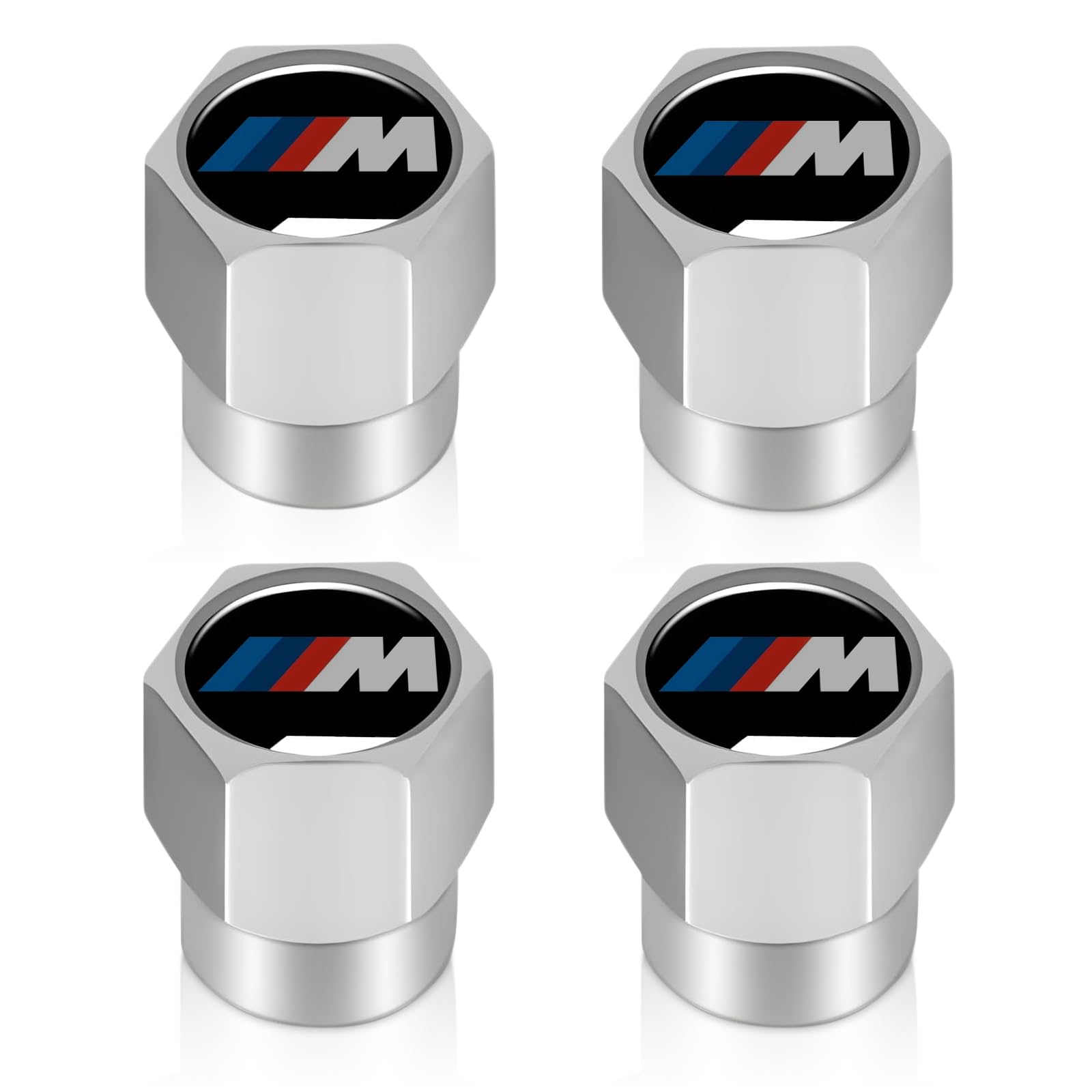 Tire Valve Stem Caps Cover for Ford Metal Wheel Air caps Auto Valve Stem Caps Accessories 4 Pack Silver — view 3