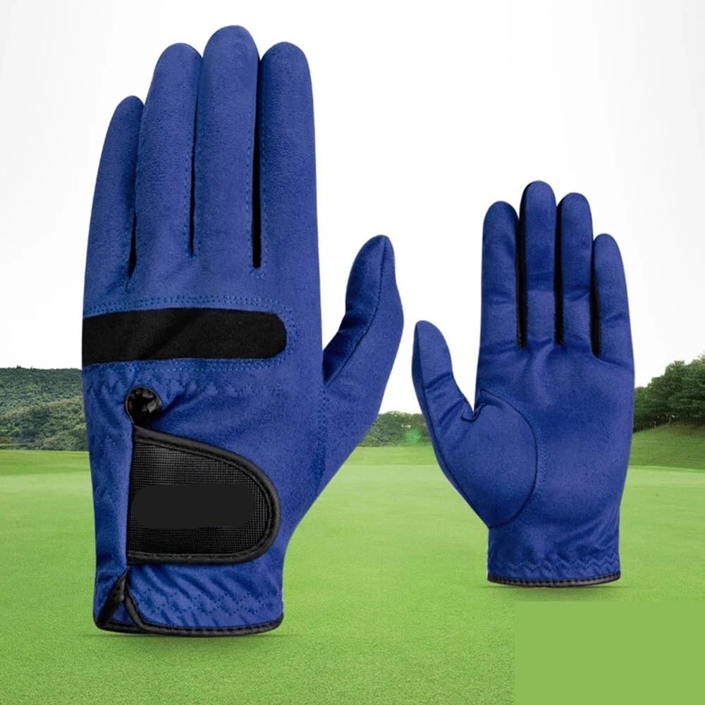 Guanto da golf Guanti da golf estivi 2 pezzi Tessuto in microfibra traspirante morbidi, traspiranti e resistenti per principianti(Blue Righe,24)