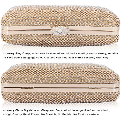 Image of Dexmay Rhinestone Clutch Purse with Crystal Clasp Evening Handbag for Bridal Wedding Party