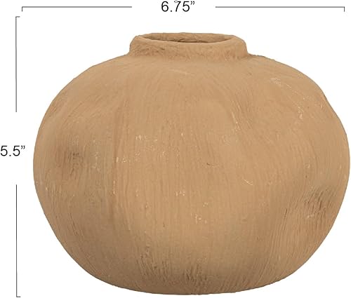 Miniatura 6 de Creative Co-Op Terracota con forma orgánica pellizcada, jarrón gris pardo texturizado