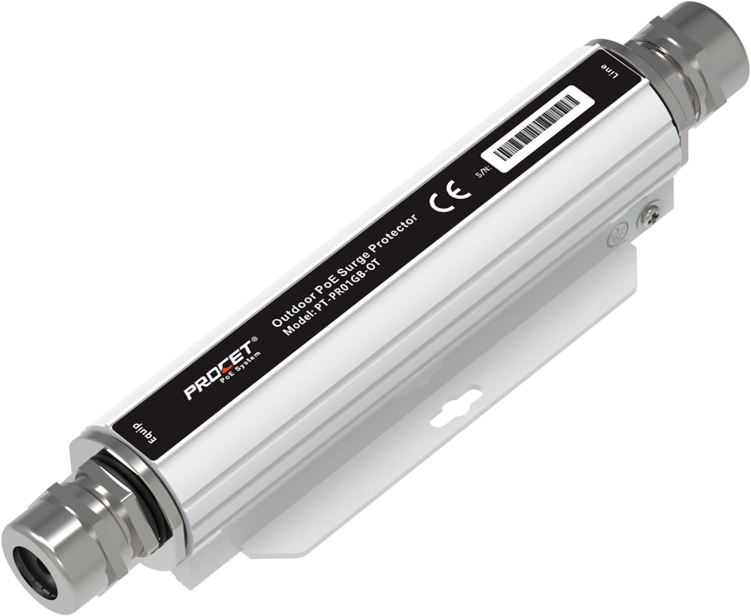 PROCET Ethernet Surge Protector Gigabit Outdoor - 20KV Industrial Lightning Arrestor for -40°F to 149°F, IP67 Rated, 100W PoE++ RJ45 Surge Protector, Gas Discharge Tube（GDT）, PT-PR01GB-OT