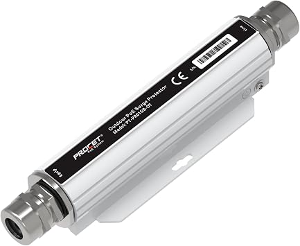PROCET Ethernet Surge Protector Gigabit Outdoor - 20KV Industrial Lightning Arrestor for -40F to 149F, IP67 Rated, 100W PoE++ RJ45 Surge Protector, Gas Discharge TubeGDT, PT-PR01GB-OT