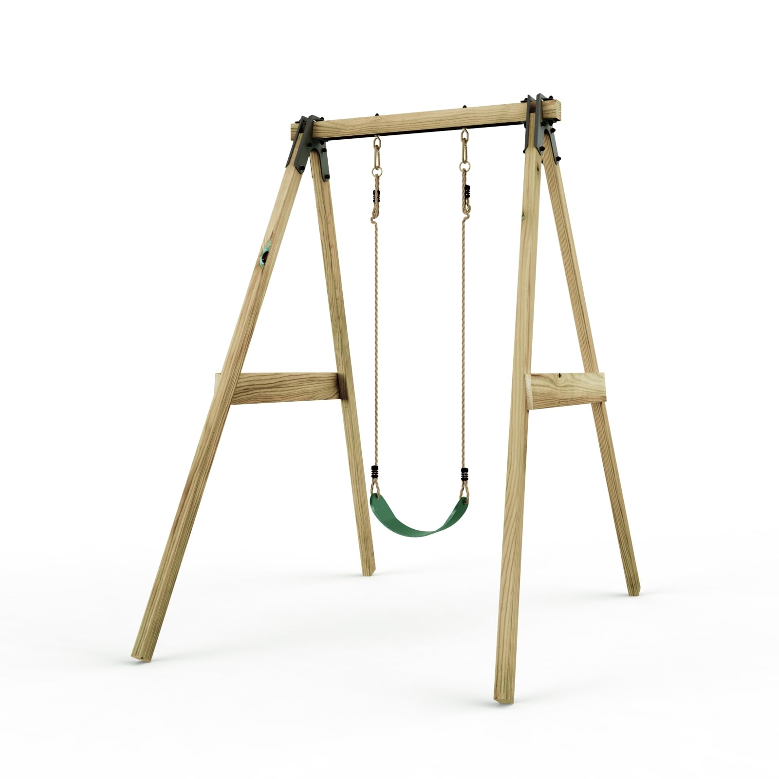 Rebo Dark/Green Glide Wooden Single Swing Set With Swing Seat – Dandelion ( Swing) | Outdoortoys | Kids Outdoor Wooden Play Equipment For Gardens, Frame & Accessories Included