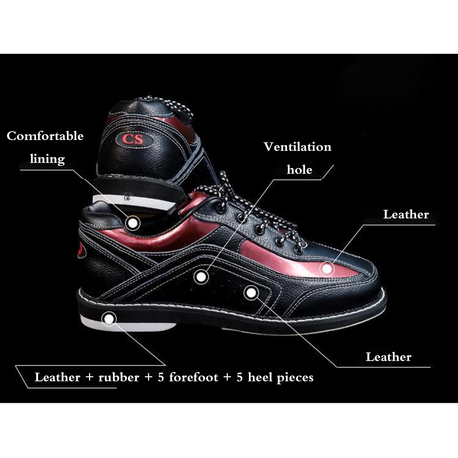 Zapatillas Deportivas Bowling,Zapatos De Bolsos Bowling,Zapatos De Bowling Adulto,CóModo Y Flexible,Uso Prolongado,Buen Soporte,Fiestas Corporativas Y Cualquier Evento Entretenido