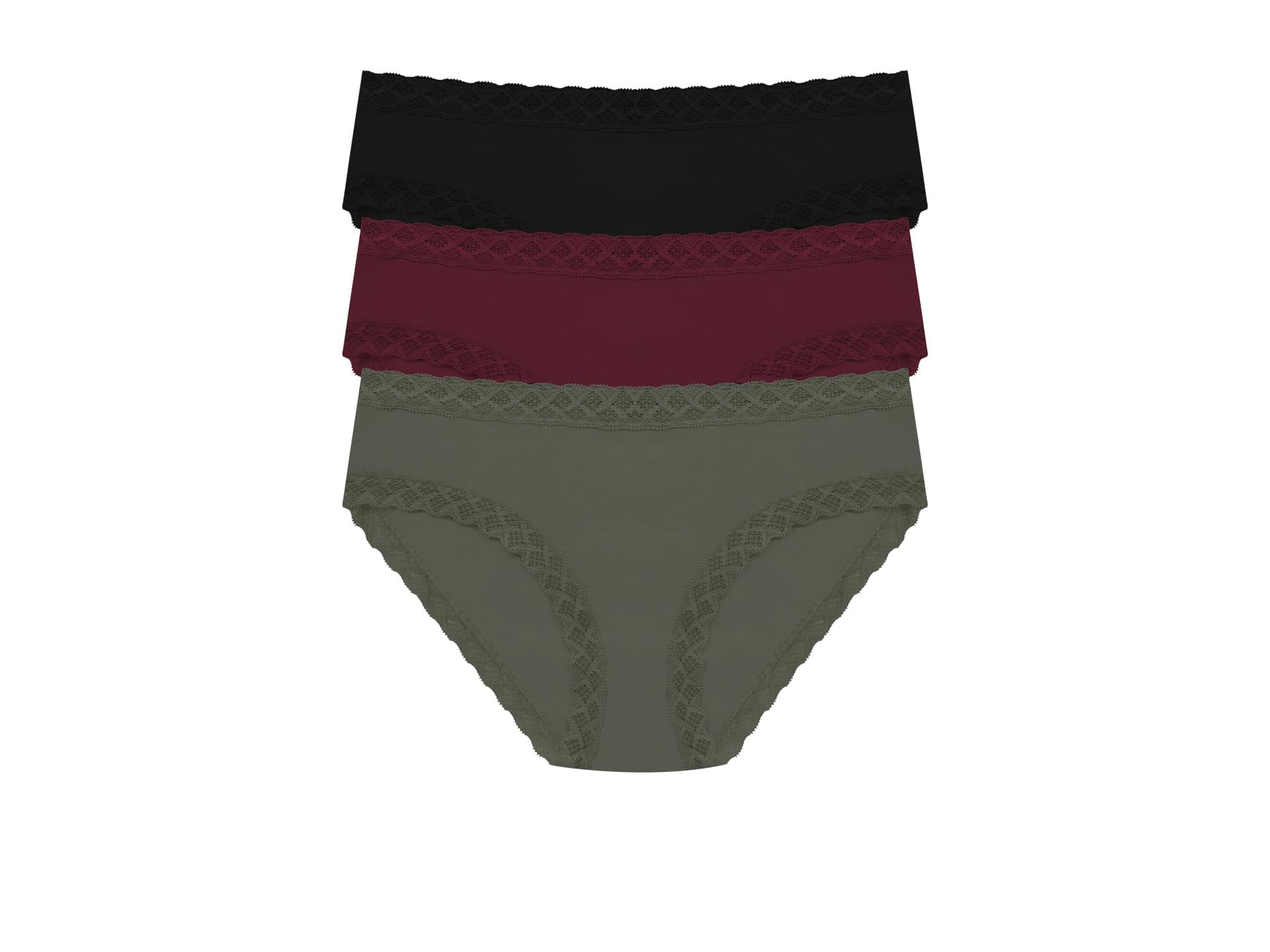 Natori Women's Bliss Girl Brief 3-Pack Panties Flint/Royal Fig/Black Large