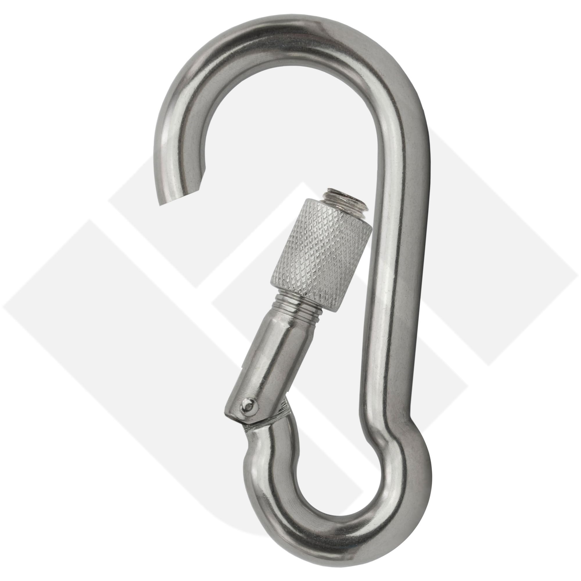 Edelstahl Karabiner Karabinerhaken Kausche Mutter klein groß Schnapphaken V4A AISI 316 Schlüsselanhänger Zubehör (Karabiner mit Sicherheitsmutter & Kausche)