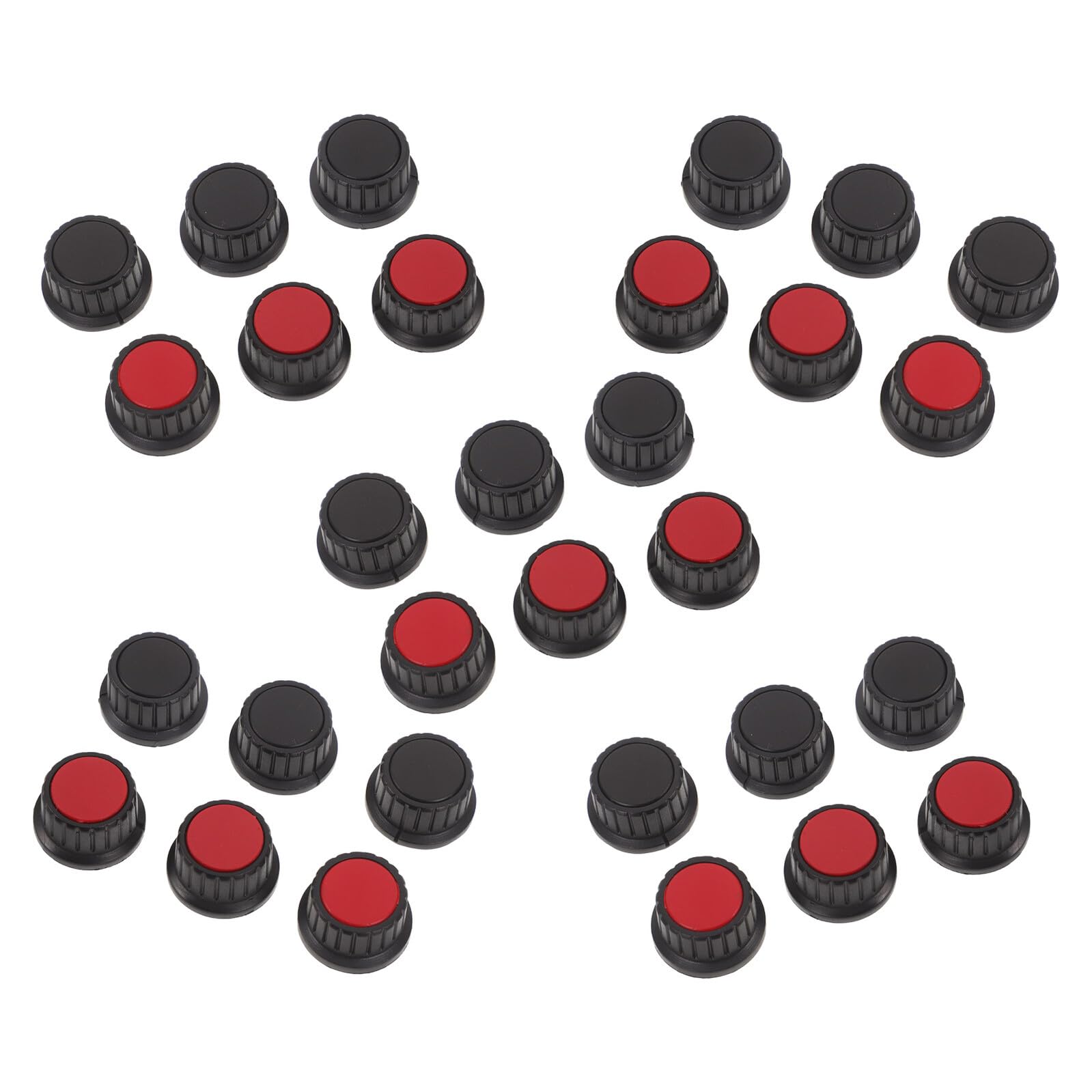 Ciieeo 30pcs 28x15.5mm Potentiometer Control Knobs Set, Black and Black-red Plastic Rotary Volume Tone Knobs for Electric Guitar, Audio Mixer, Dj Controller, and Speaker Bass Adjustment