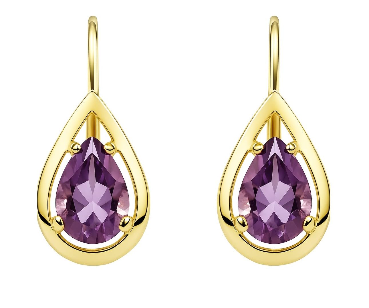 Boutons Ohrringe Amethyst violett lila Tropfen 333 Gold Gelbgold Damen