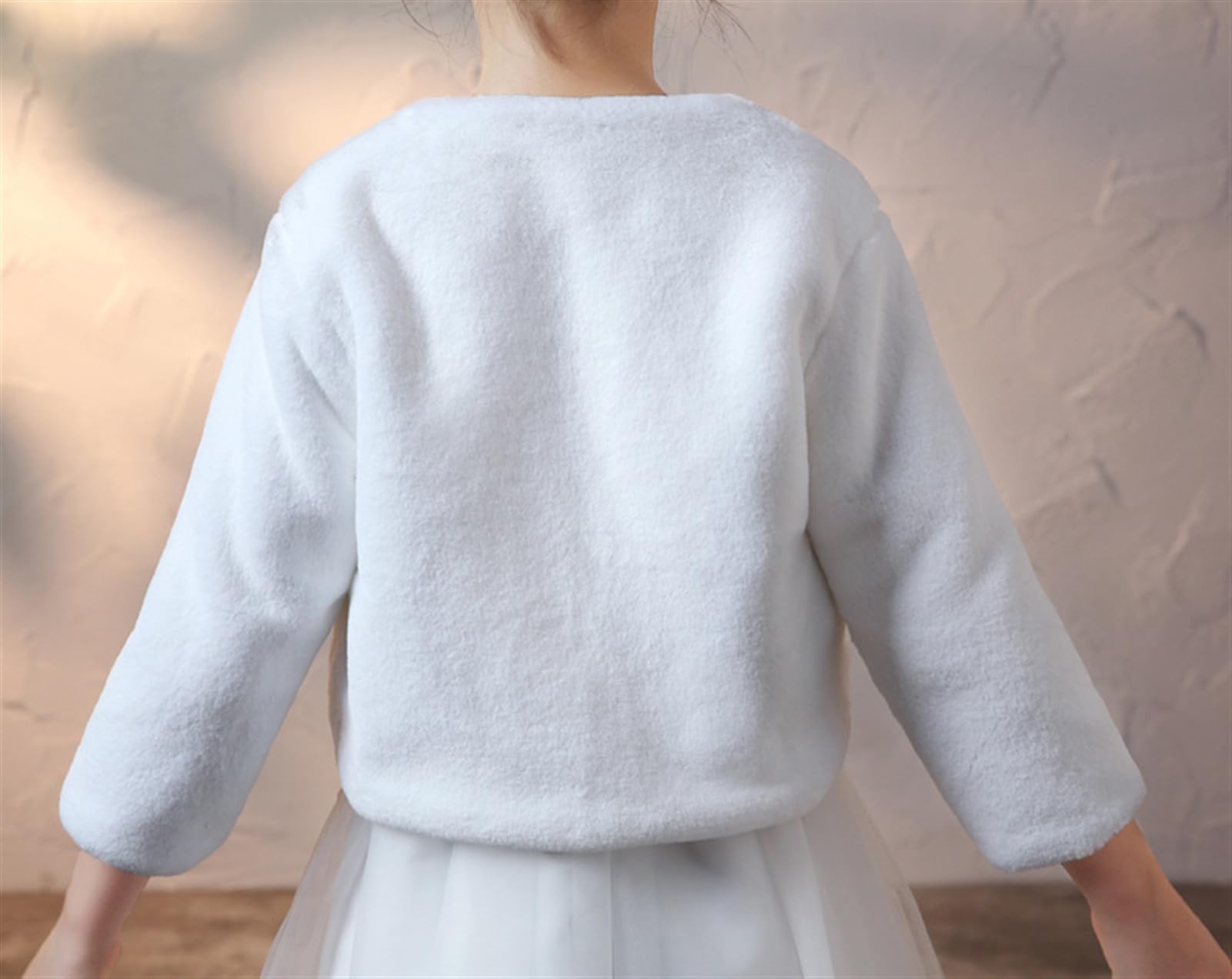 Princesa de Capa Niña Cárdigan Chal de Piel Sintética Bolero Invierno para Boda Fiesta Blanco, 10-12 años