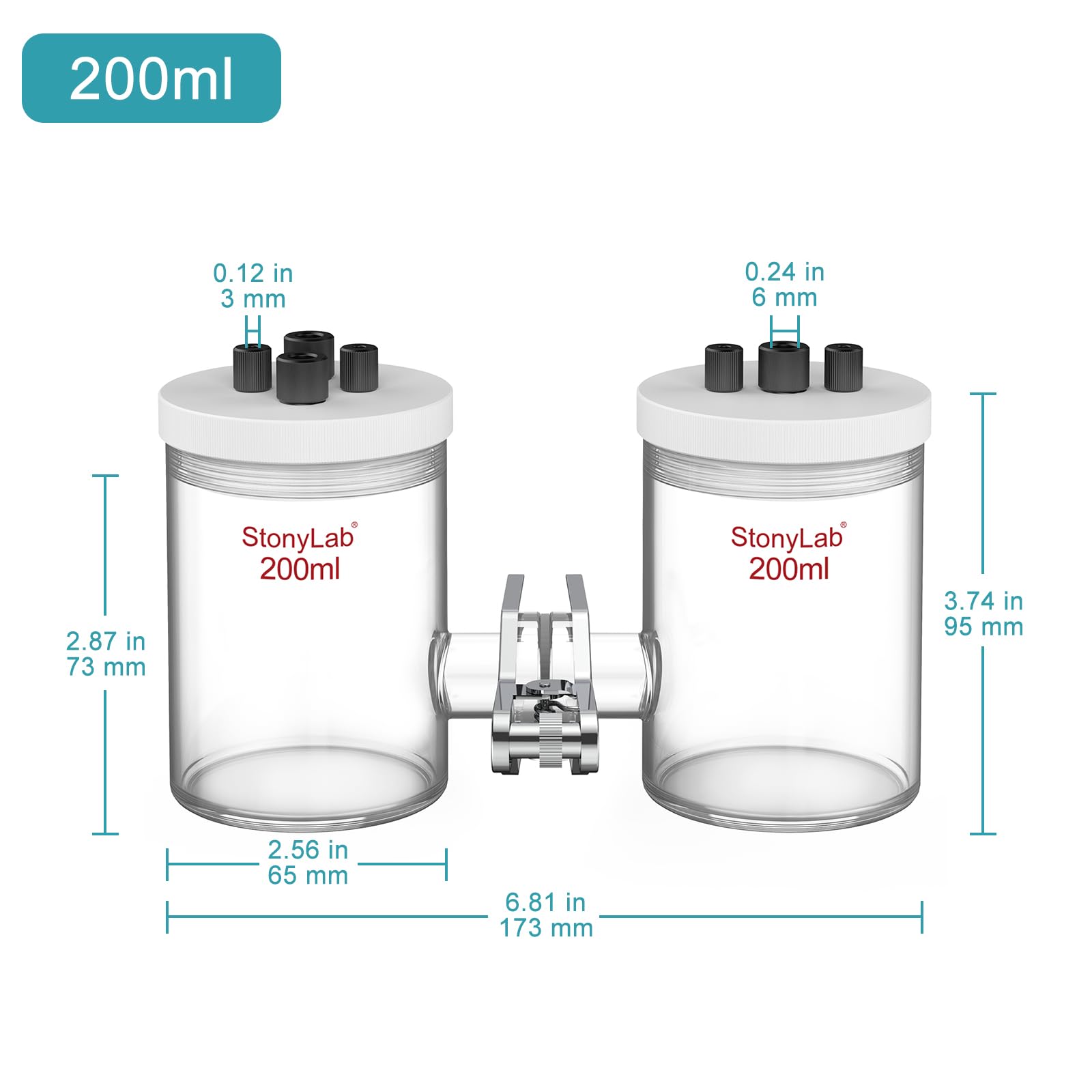 Celdas Electrolíticas Tipo-H de Vidrio Borosilicato 200 ml