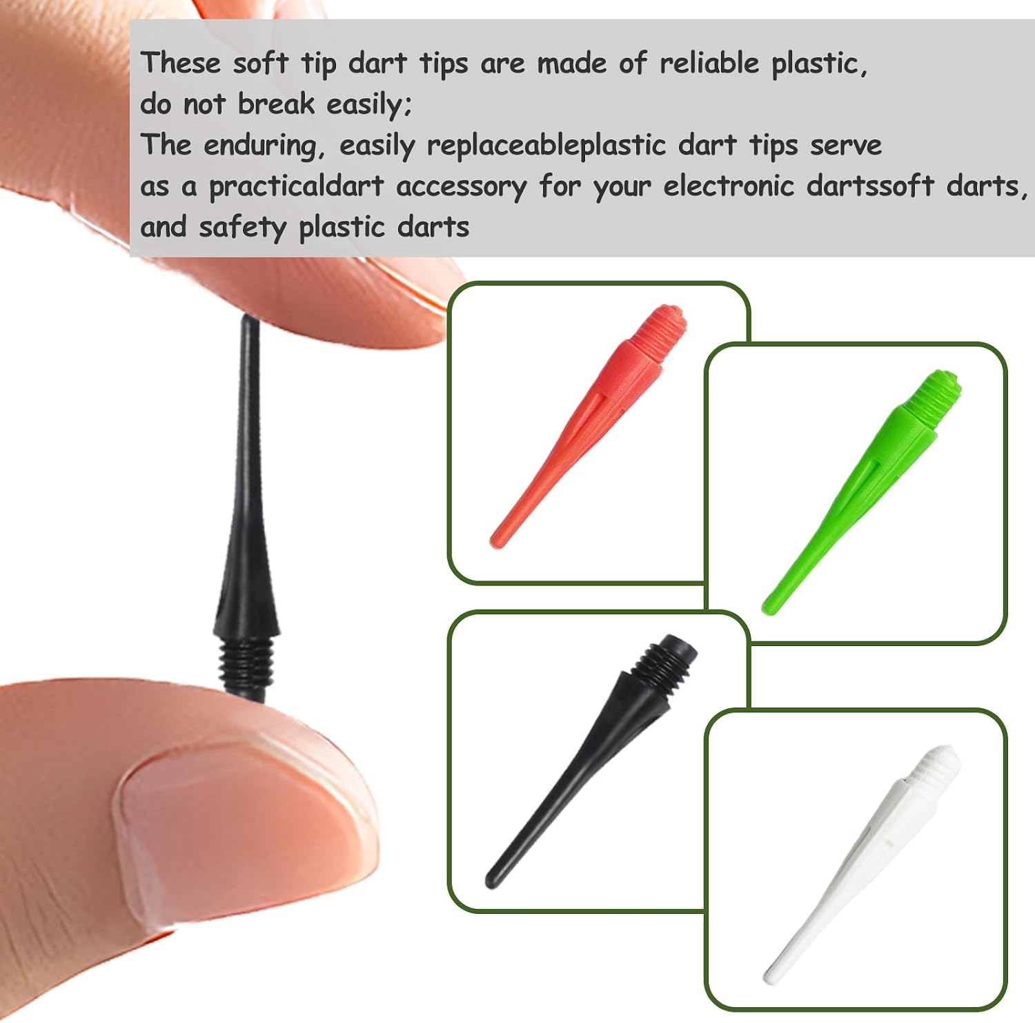 2BA Plastic Dart Tips, 100 Pieces Soft Dart Tips, Short Dart Tip, Installation Tools