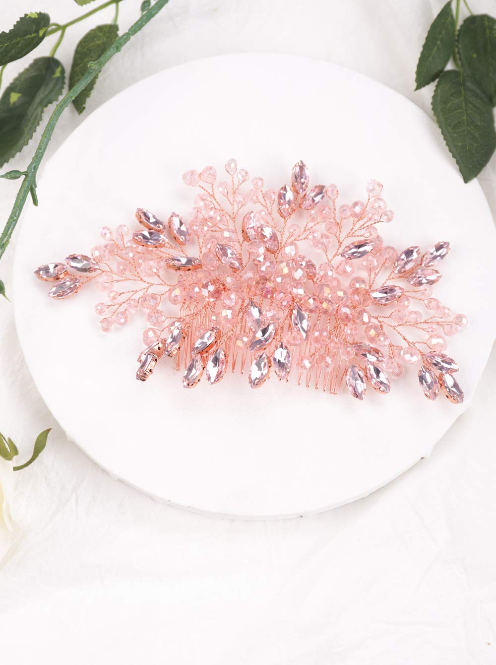 Aimimier Bridal Purple Crystal Hair Comb Amethyst Hair Piece Wedding Hair Accessories for Women and Girls (Purple)