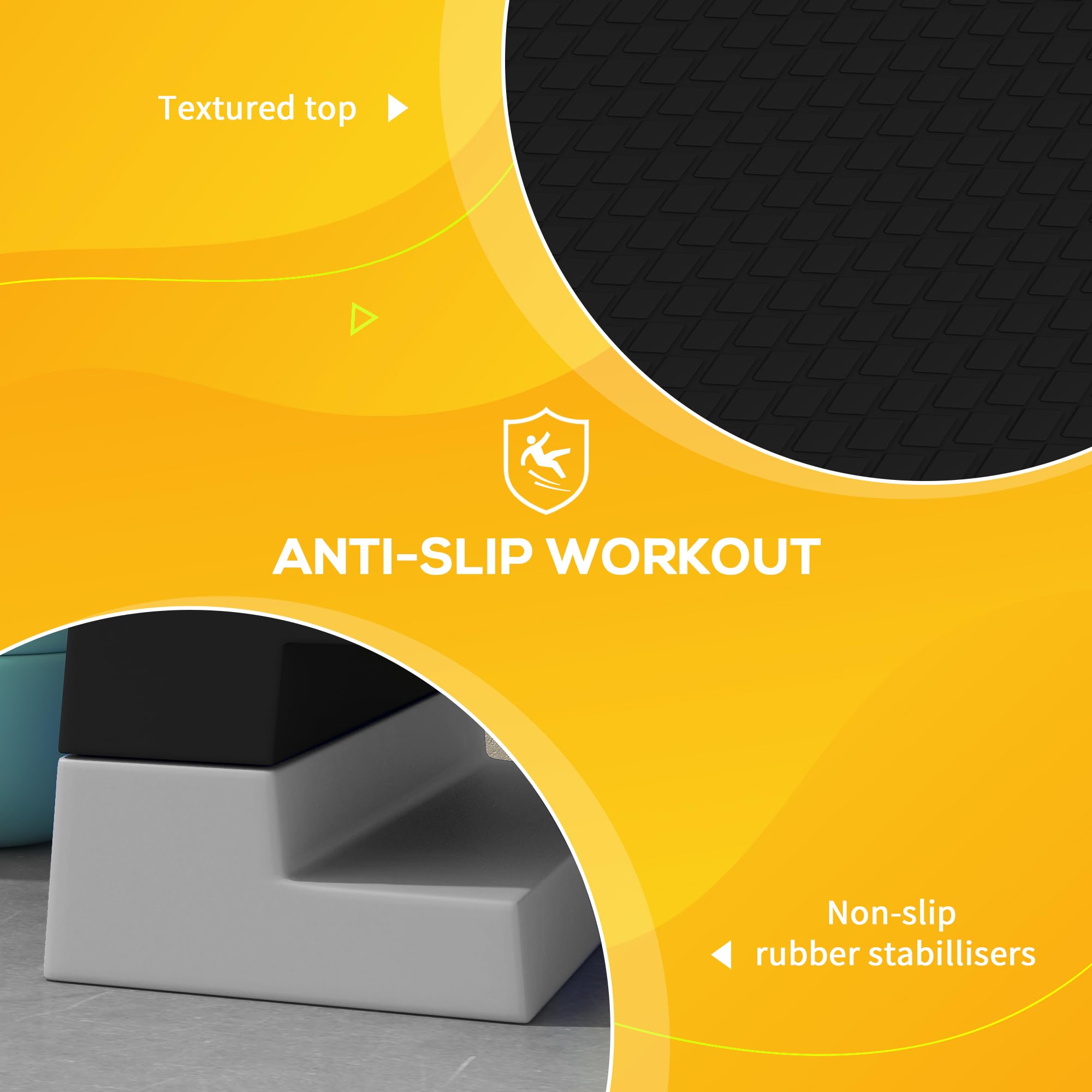 SPORTNOW Stepper réglable en hauteur avec marches amovibles et fond antidérapant, étape aérobic en ABS, 97 x 36 x 15/20/25 cm, gris