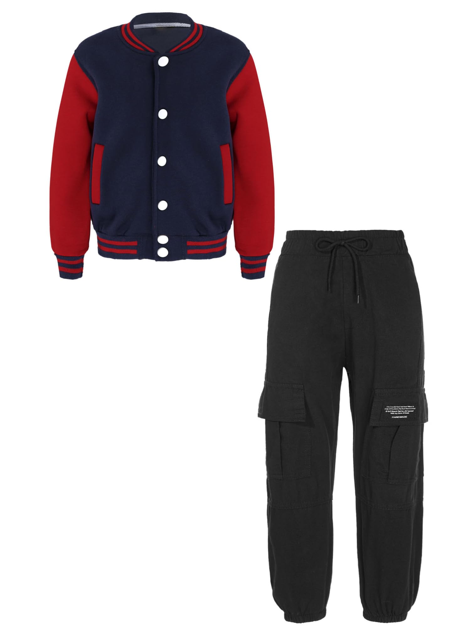 Aislor Conjunto Deportivo para Niñas Niños Bomber Chaqueta+pantalones Uniforme Escolar Chándal Ropa Hip Hop Streetwear Abrigo Otoño Casual