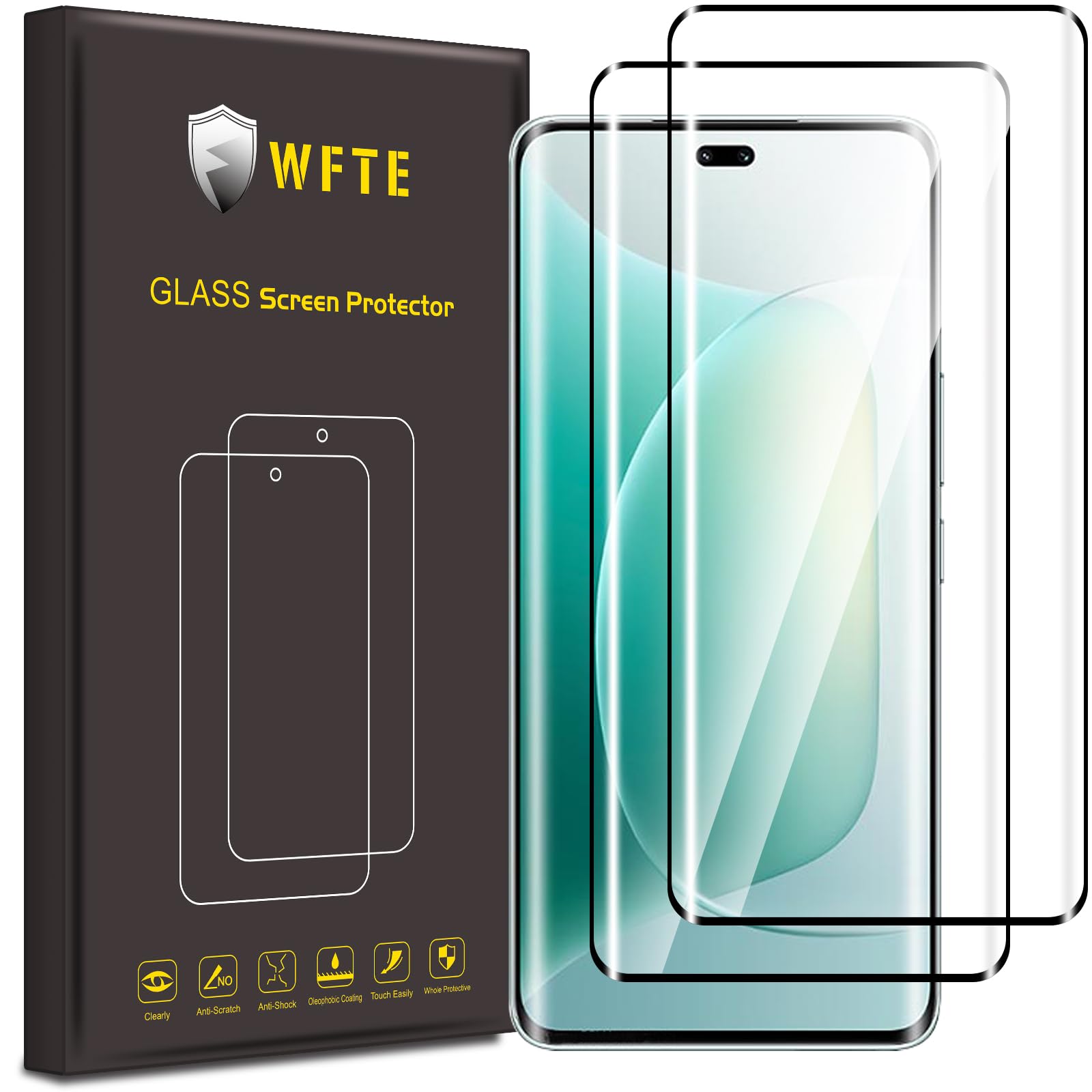 DXULWLM 2+2 Pezzi Vetro Temperato per Honor 200 Pro con Protezione Lente Fotocamera,HD trasparente,3D Copertura Completa,Durezza 9H,Senza Bolle,Anti-Graffio Pellicola Schermo