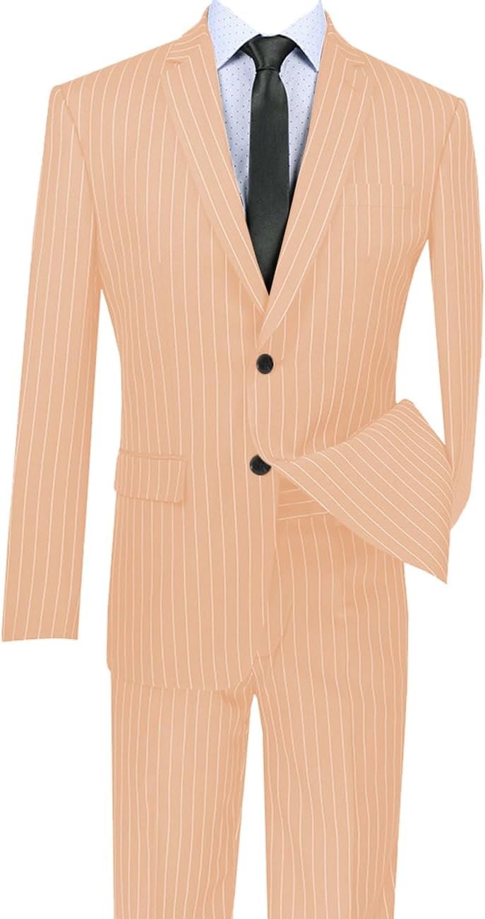 Mens Striped Suit 2 Piece Formal Slim Fit Blazer Sport Coat 2 Button Jacket Pinstripe Suit Blazer Pants Suits