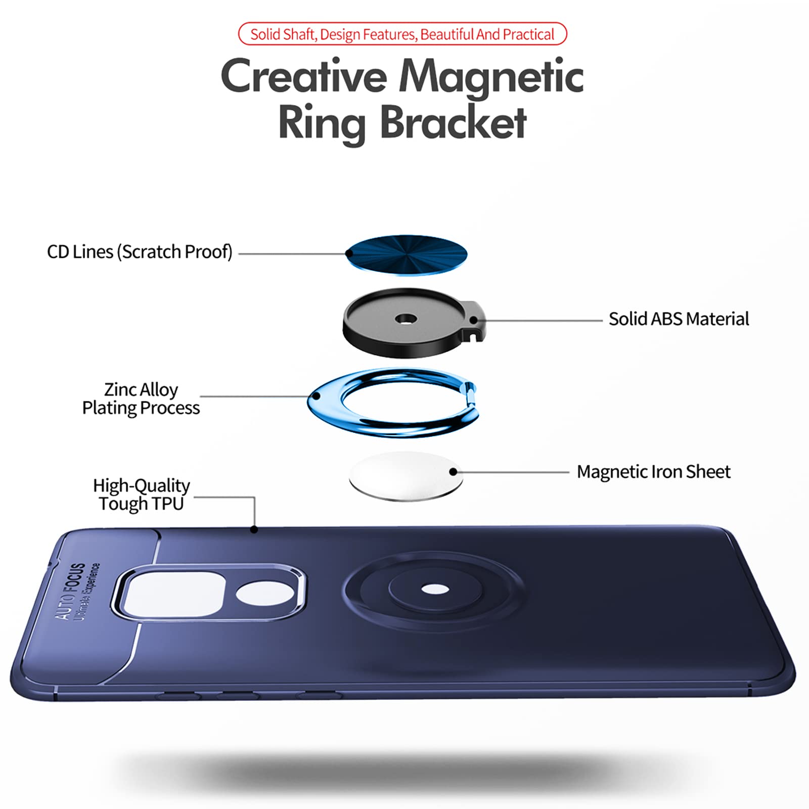 Asuwish Cover per Huawei Mate 20 Lite con Pellicola Vetro Temperato Vetrino Magnetica Anello Supporto Resistente Protettiva Protezione TPU Silicone Hawaii Mate20 20Lite SNE-LX1 Custodia Case Nero