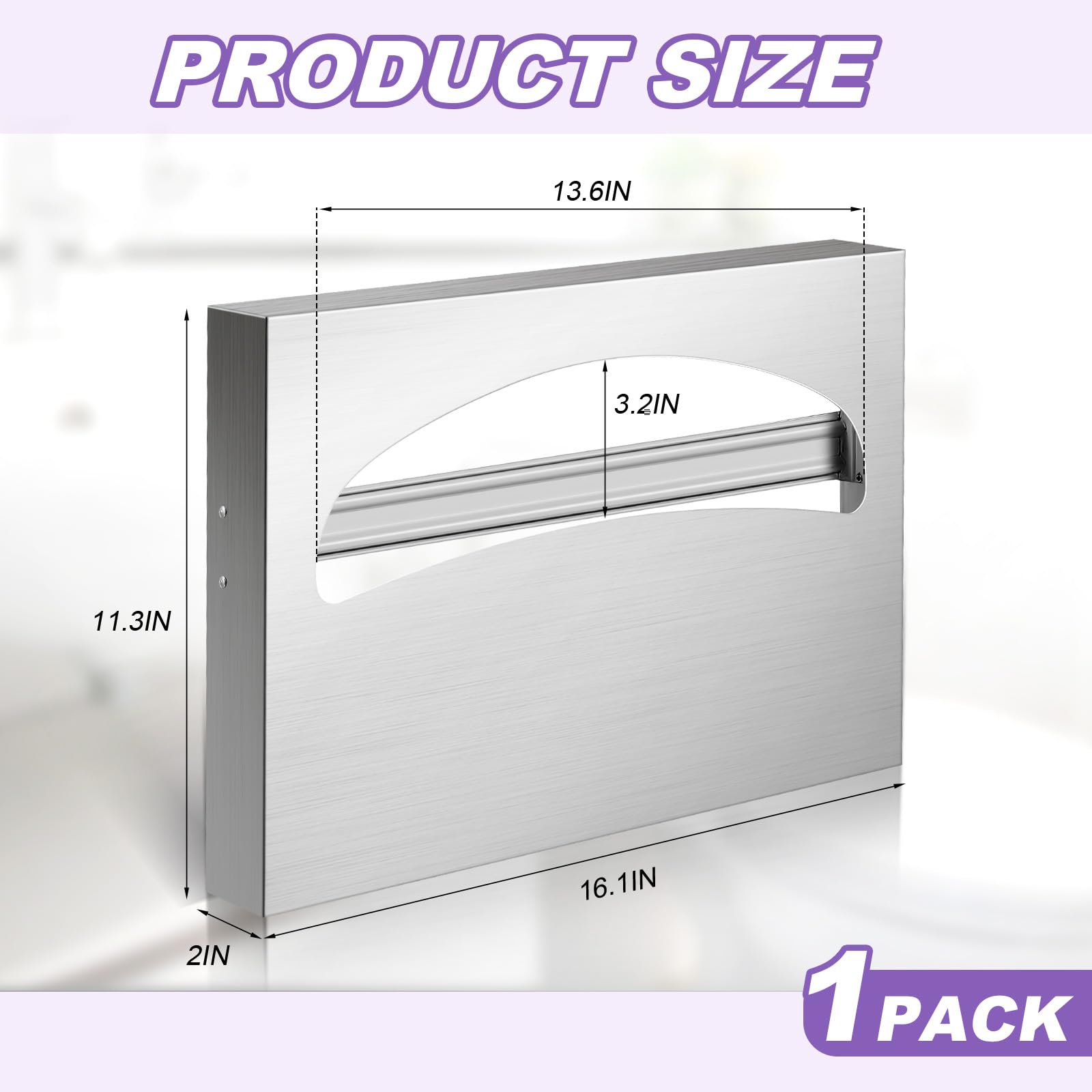 Hushee 1 x Edelstahl-Toilettensitzbezug, Spender, WC-Sitzbezug, Halterung, Wandmontage, kommerziell für Badezimmer (Silber)