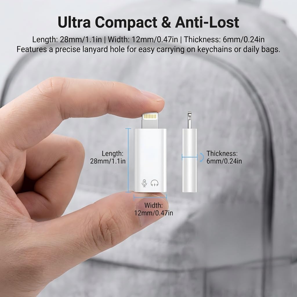 Adapter USB C na Lightning, adapter USB C do wtyczki Lightning do szybkiego ładowania PD i transmisji danych 480 Mbps, wytrzymała aluminiowa obudowa, idealna do samochodu i podróży, bez audio/OTG