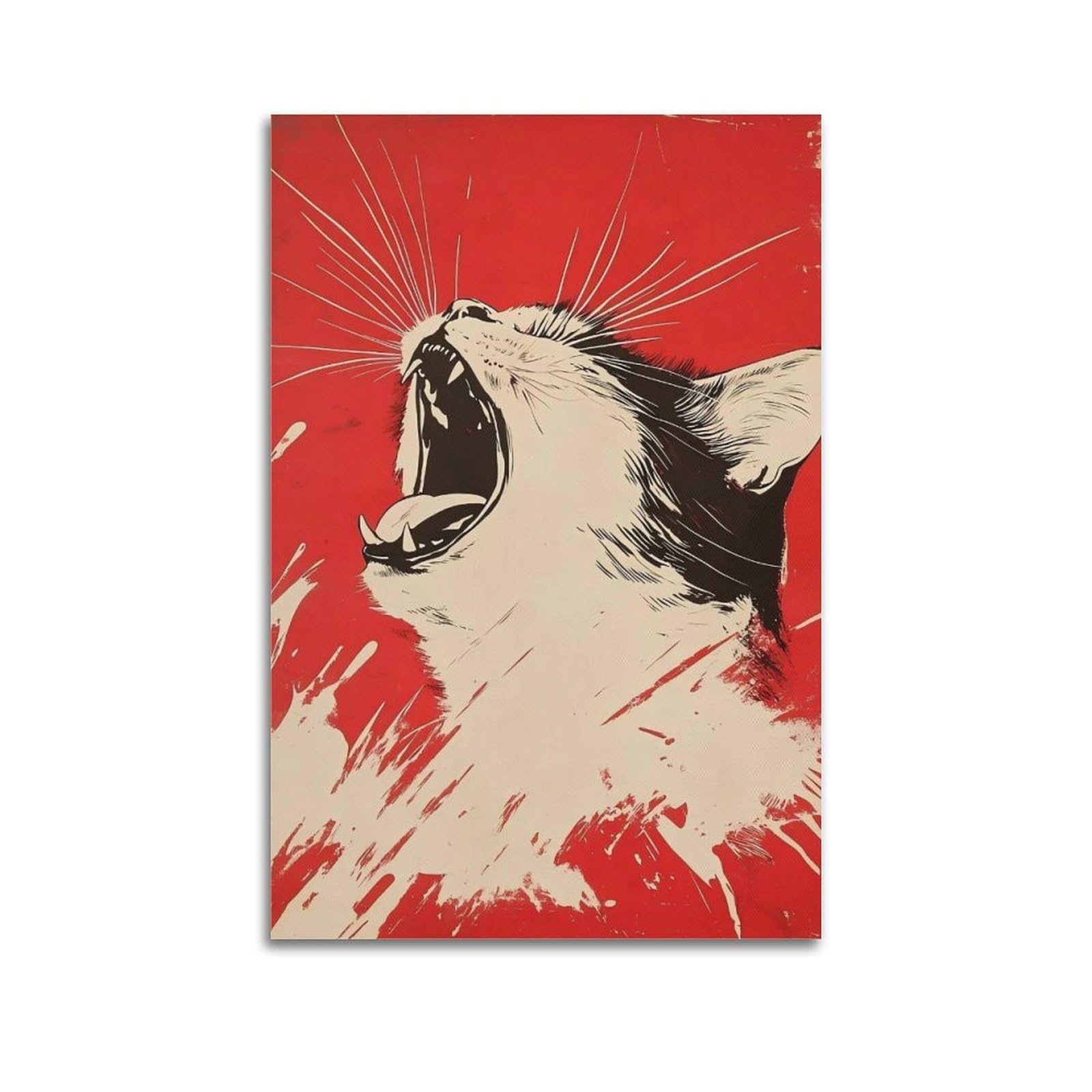 JUWRHRHHRH Funny Cat Club Poster Canvas Aesthetic Wall Art Painting Decor for Living Room Bed Room 20x30inch(50x75cm) Unframe-style