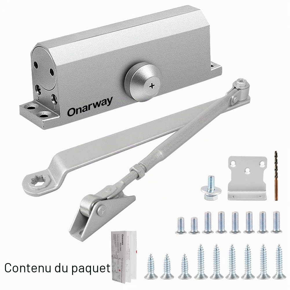Onarway Ferme-porte hydraulique à réglage automatique, en alliage d'aluminium, qualité commerciale pour porte de poids moyen