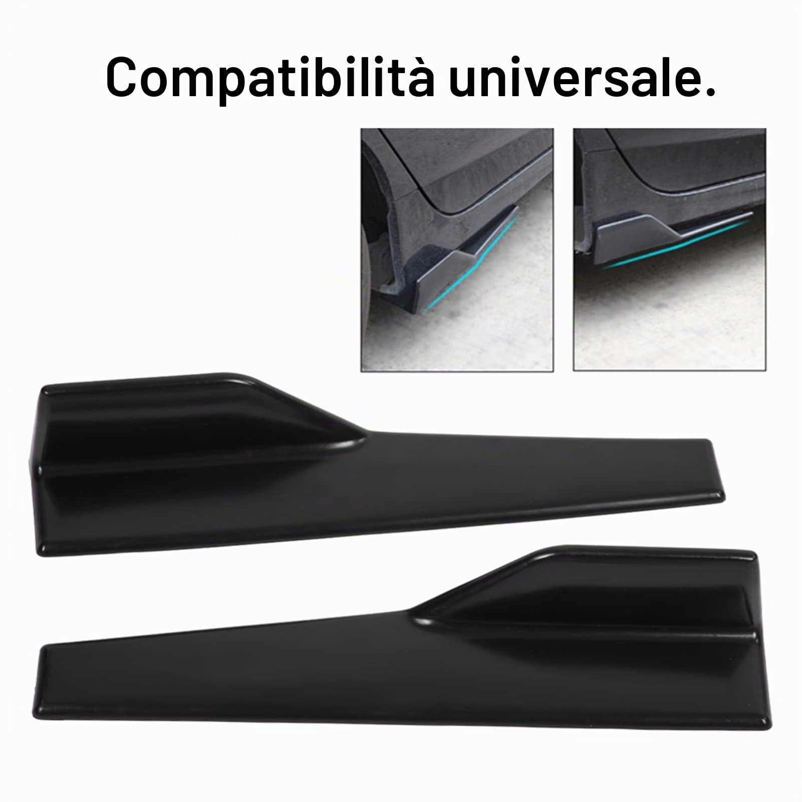 minigonne universali auto + Splitter minigonne laterali | 2 pezzi Auto Universale Nero lucido Gonna laterale Rocker Splitter Winglet Ali Diffusore Canard