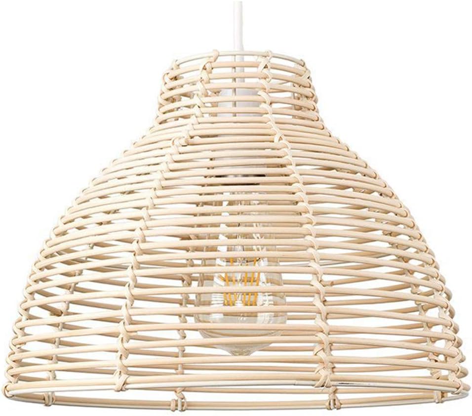 Modern Pendant Light,Cream Wicker Rattan Basket Style Chandelier Ceiling Light Shade Indoor Lighting Ceiling Fixture for Living Room Bedroom